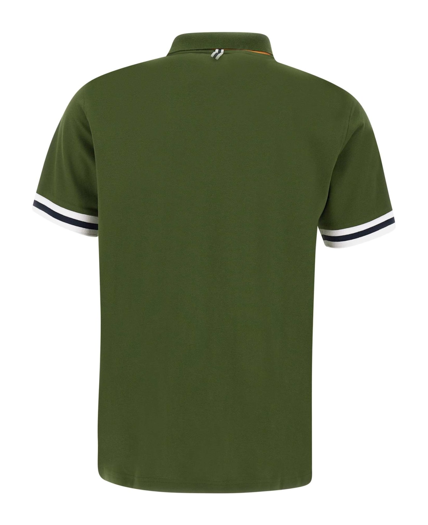 Sun 68 "stripes" Cotton Polo Shirt - GREEN ポロシャツ