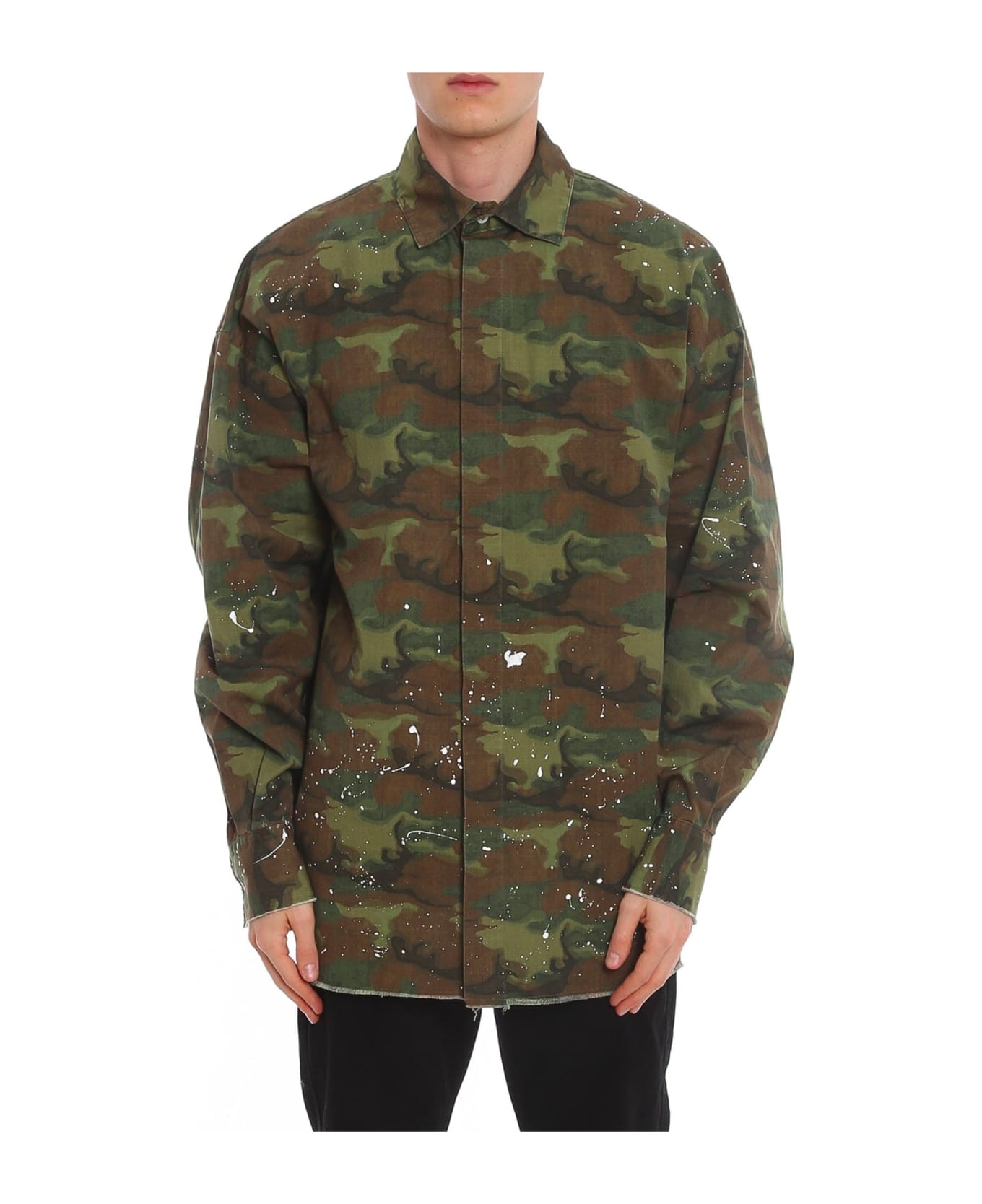 Palm Angels Camouflage Print Shirt - Green シャツ