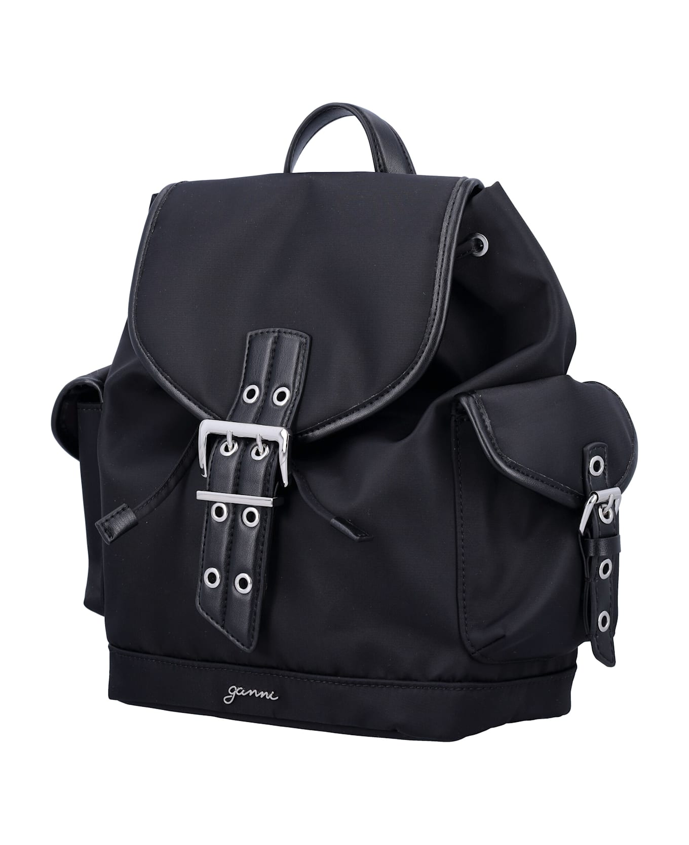 Ganni Small Bucky Nylon Backpack - BLACK