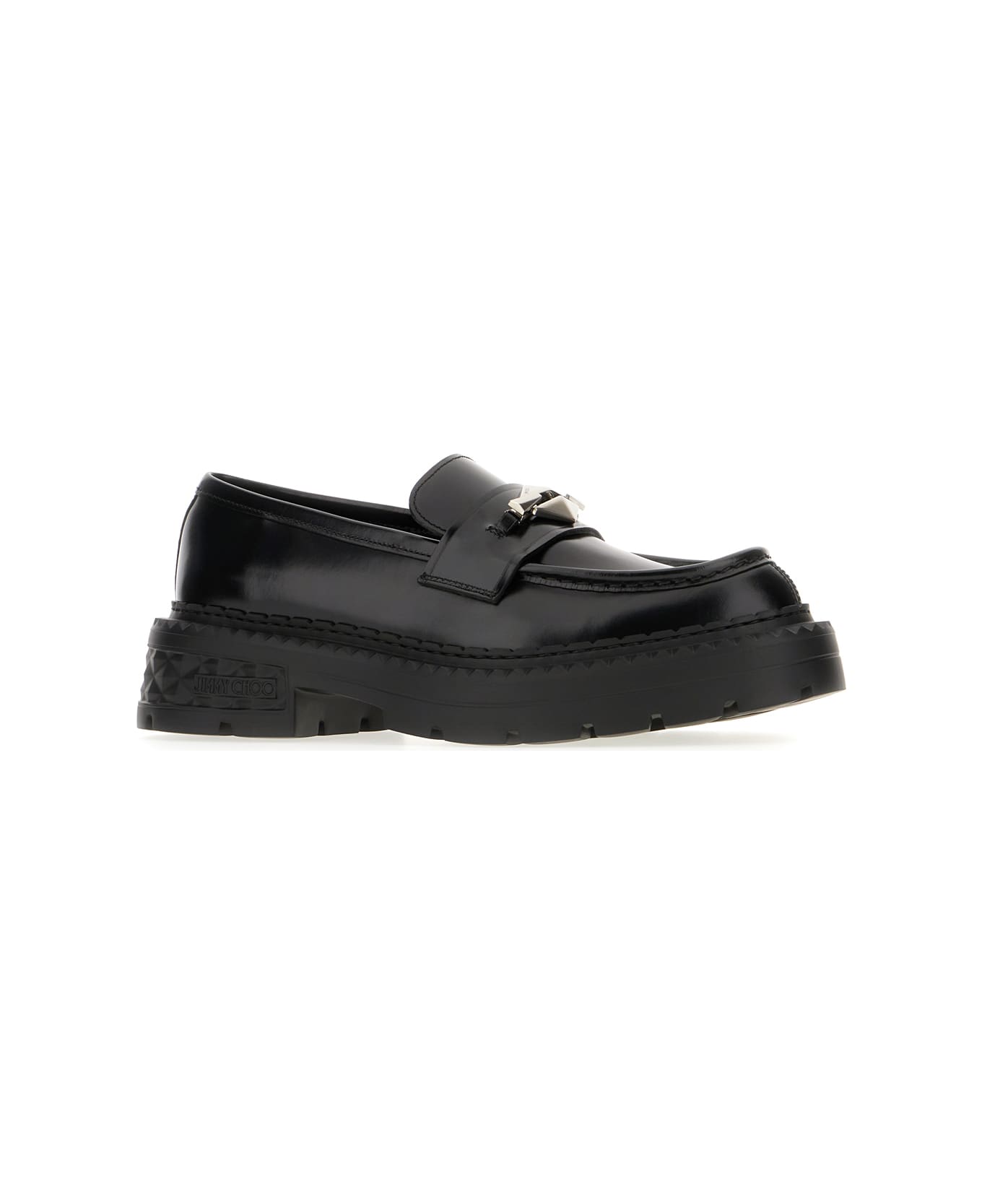 Jimmy Choo Black Leather Loafers - BLACK