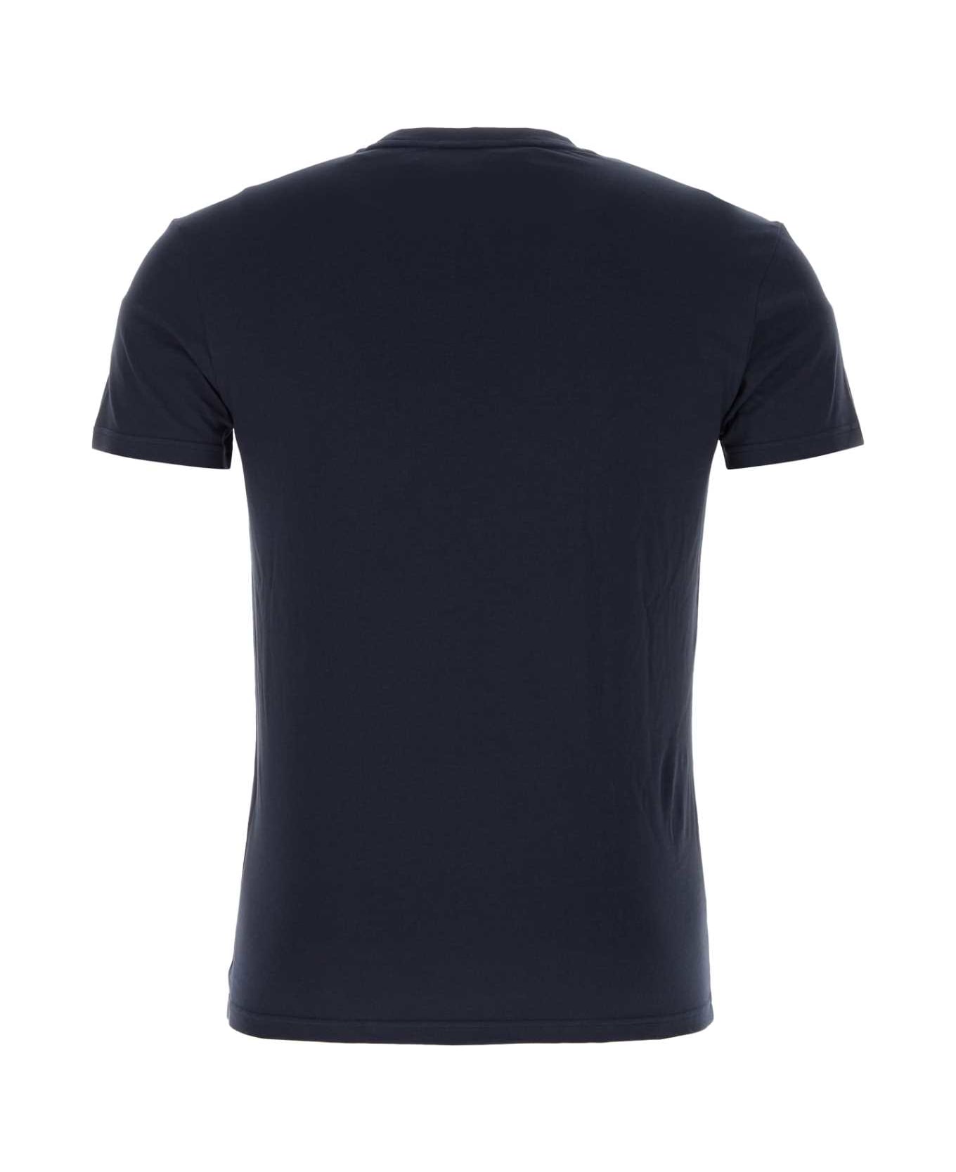 Emporio Armani Blue Stretch Cotton T-shirt - 00135 シャツ