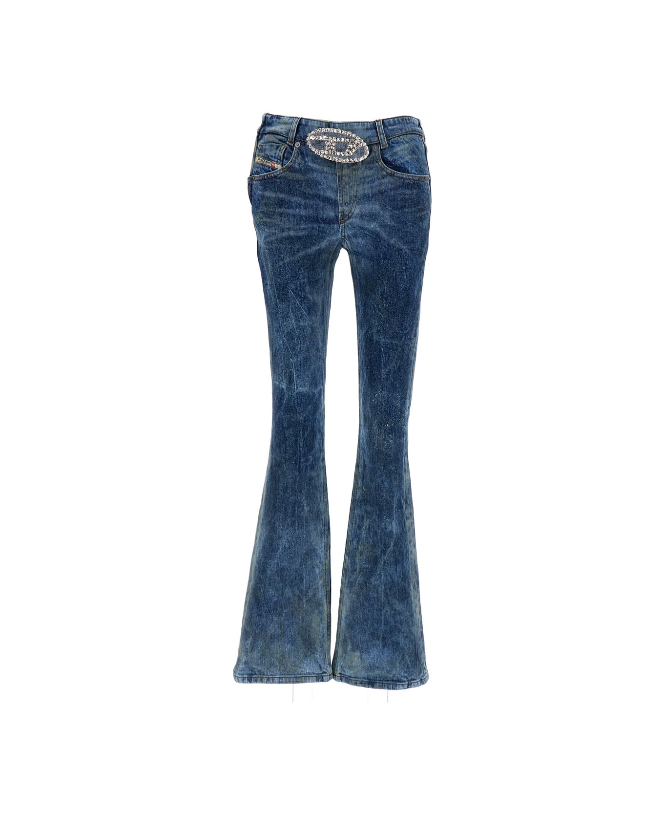 Diesel Blue Low Waist Flare Jeans In Cotton Blend Woman - Blu