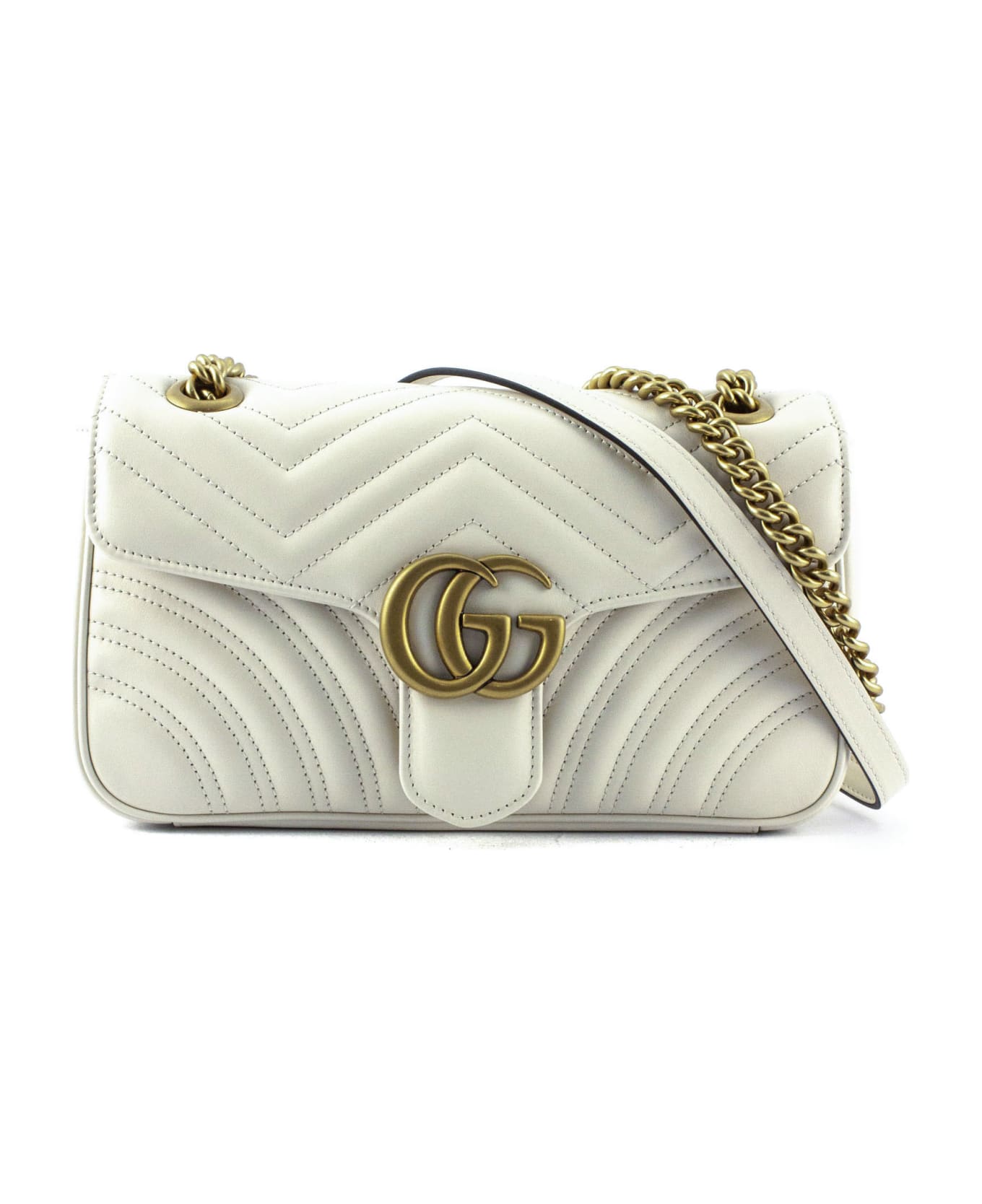 Gucci Gg Marmont White Leather Shoulder Bag - Panna