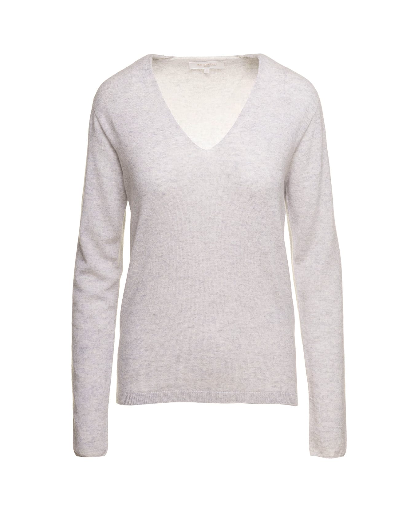 Antonelli Grey Sweater With V Neckline In Wool And Cashmere Woman - Grey