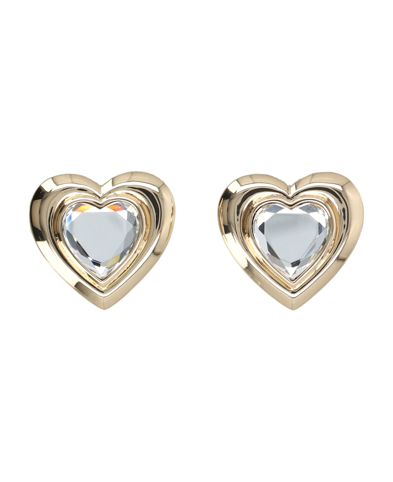 self-portrait Gold Crystal Heart Earrings - Gold