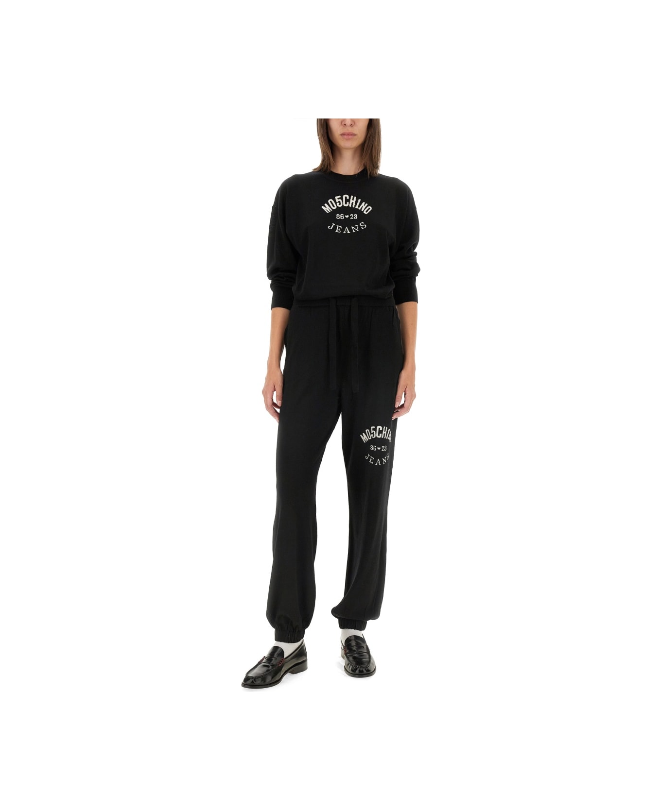 M05CH1N0 Jeans Jogging Pants With Logo - BLACK