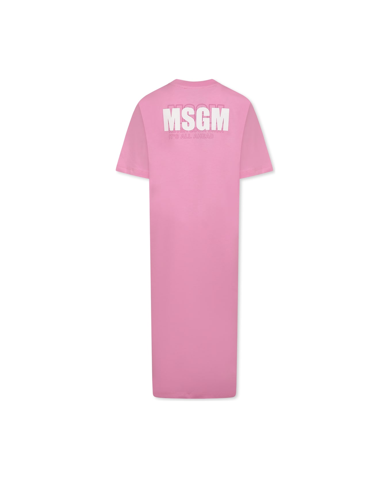 MSGM Pink Dress For Girl With Logo - Pink