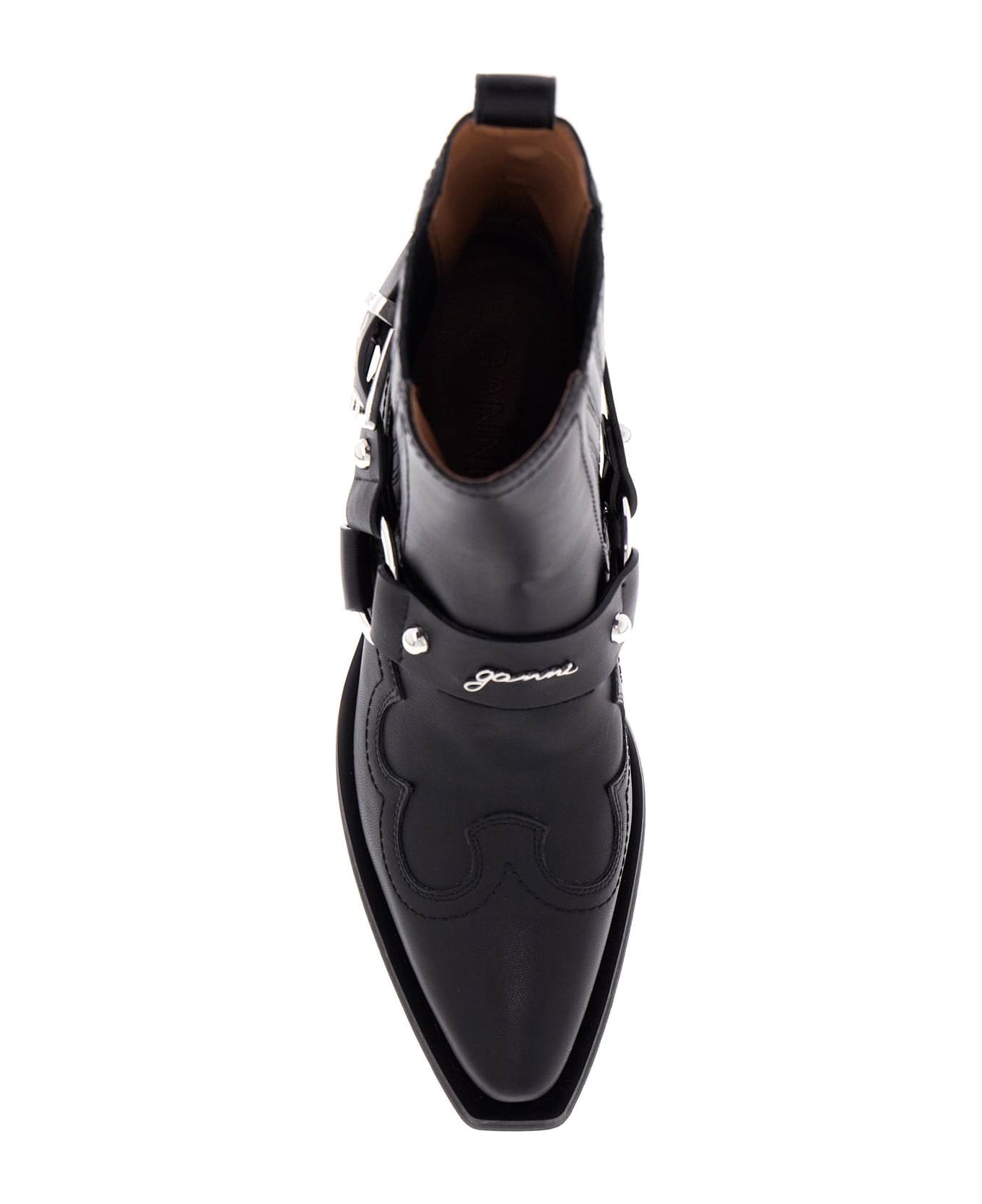 Ganni Western Chelsea Ankle Boots - BLACK