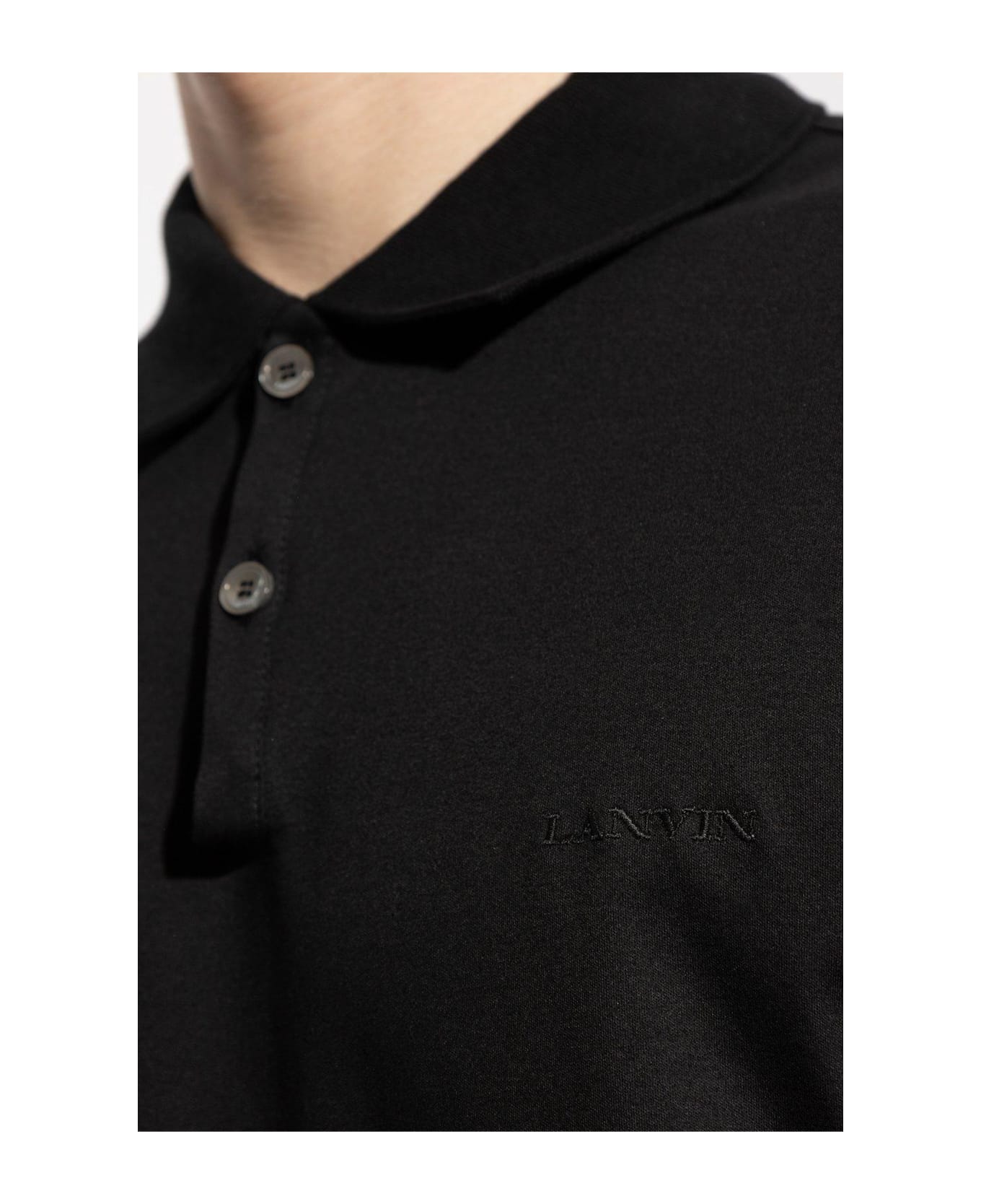 Lanvin Logo Embroidered Polo Shirt - Black