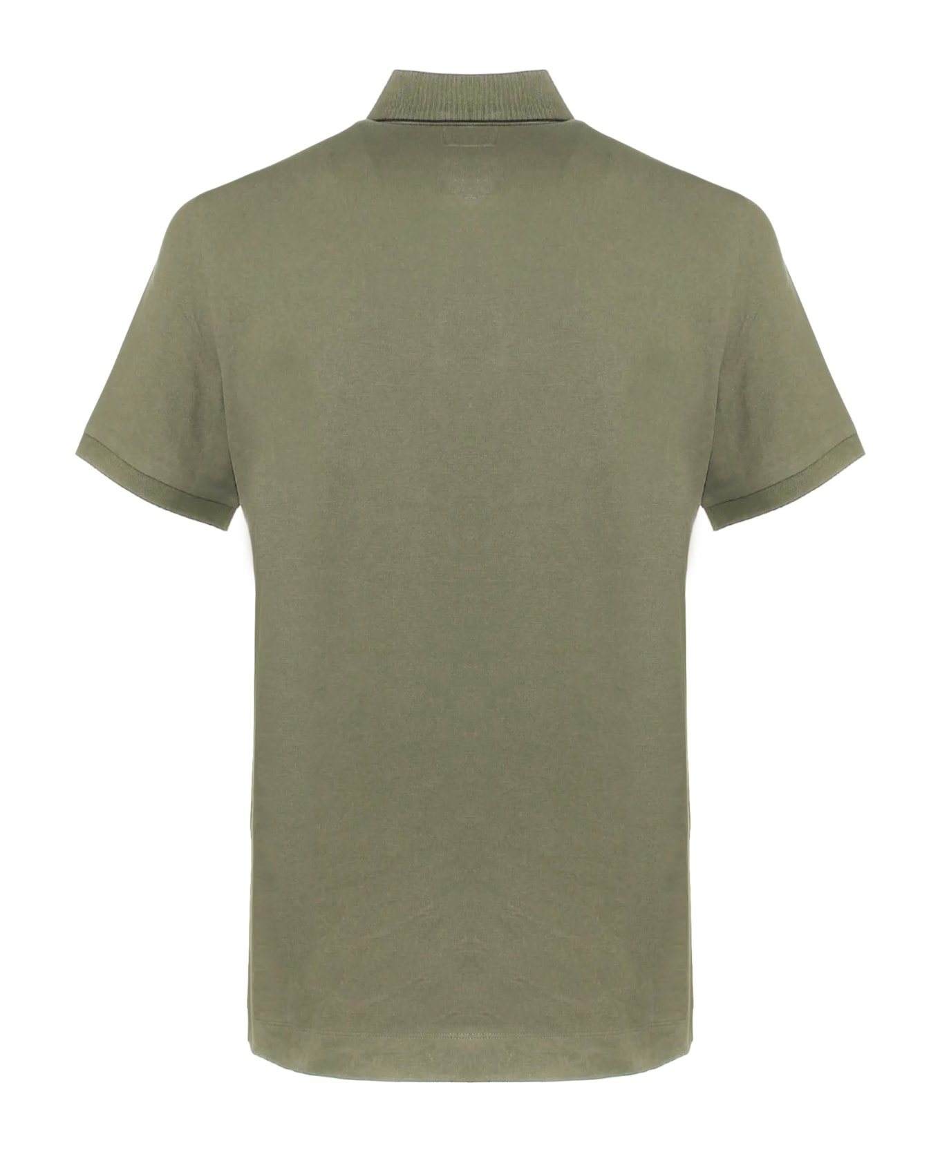C.P. Company Green Stretch Cotton Polo Shirt - 648 BRONZE GREEN