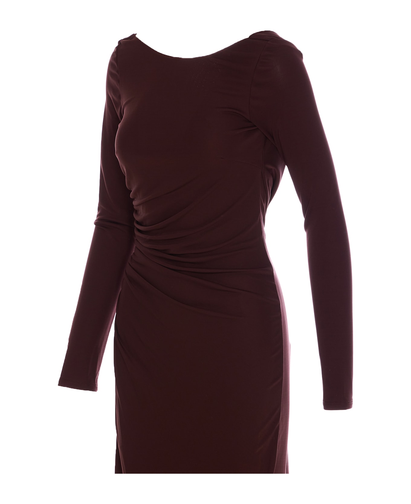 Elisabetta Franchi Red Carpet Dress With Drapes - Brown