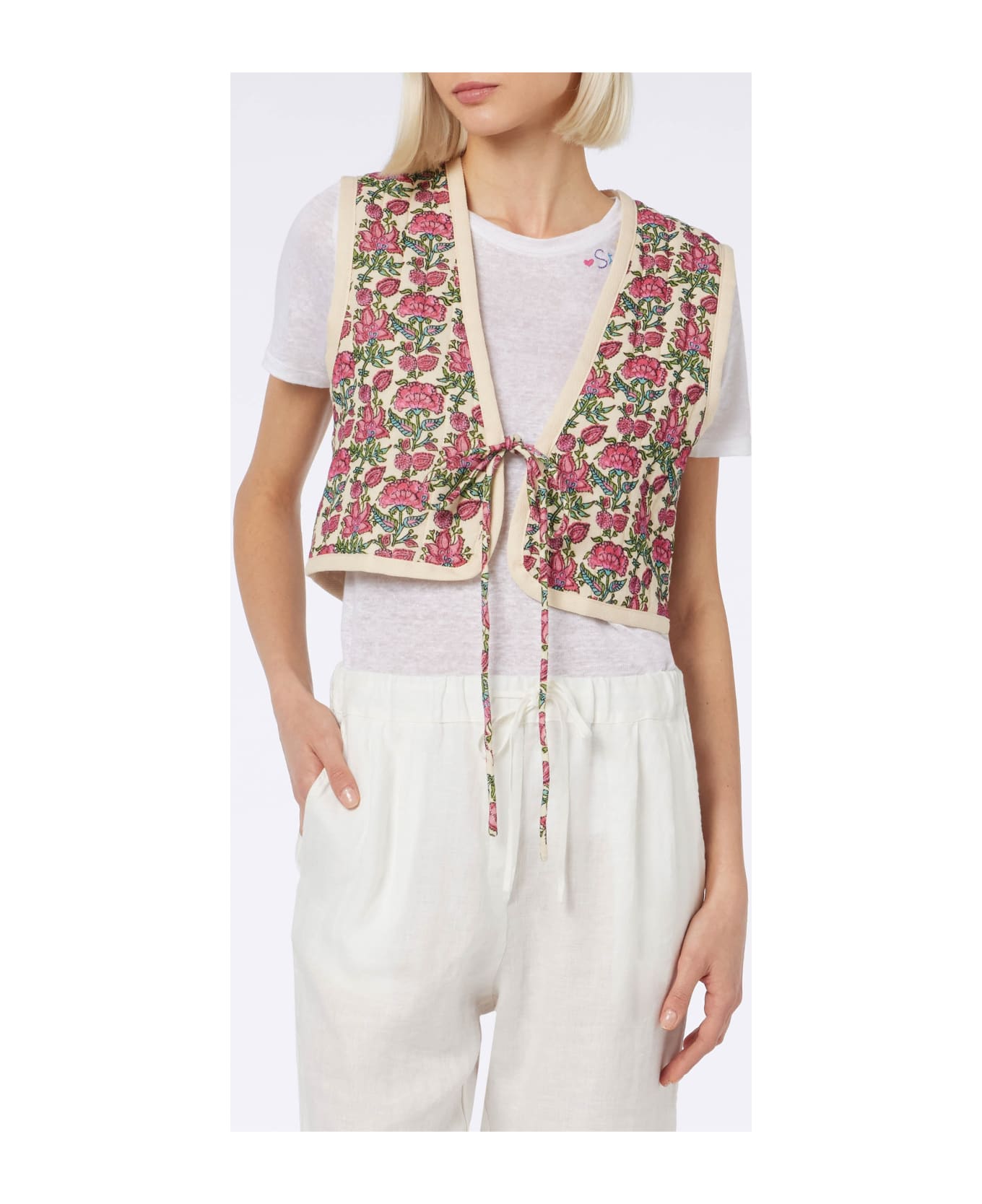 MC2 Saint Barth Woman Embroidered Padded Vest - WHITE