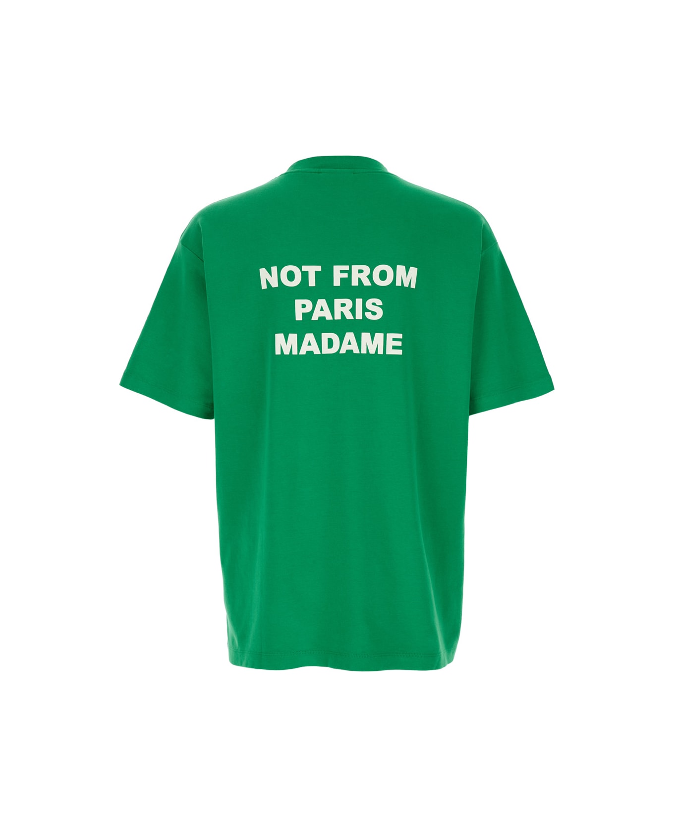 Drôle de Monsieur 'le T-shirt Slogan' Green Crewneck T-shirt With Maxi Print On The Rear In Cotton Man - Green