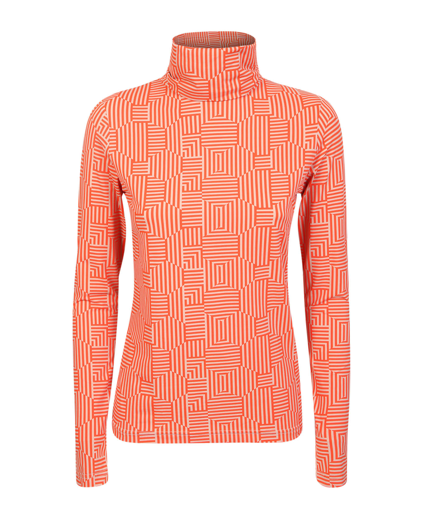 Xacus Active High Neck Sweater In Orange Pattern - Orange ニットウェア