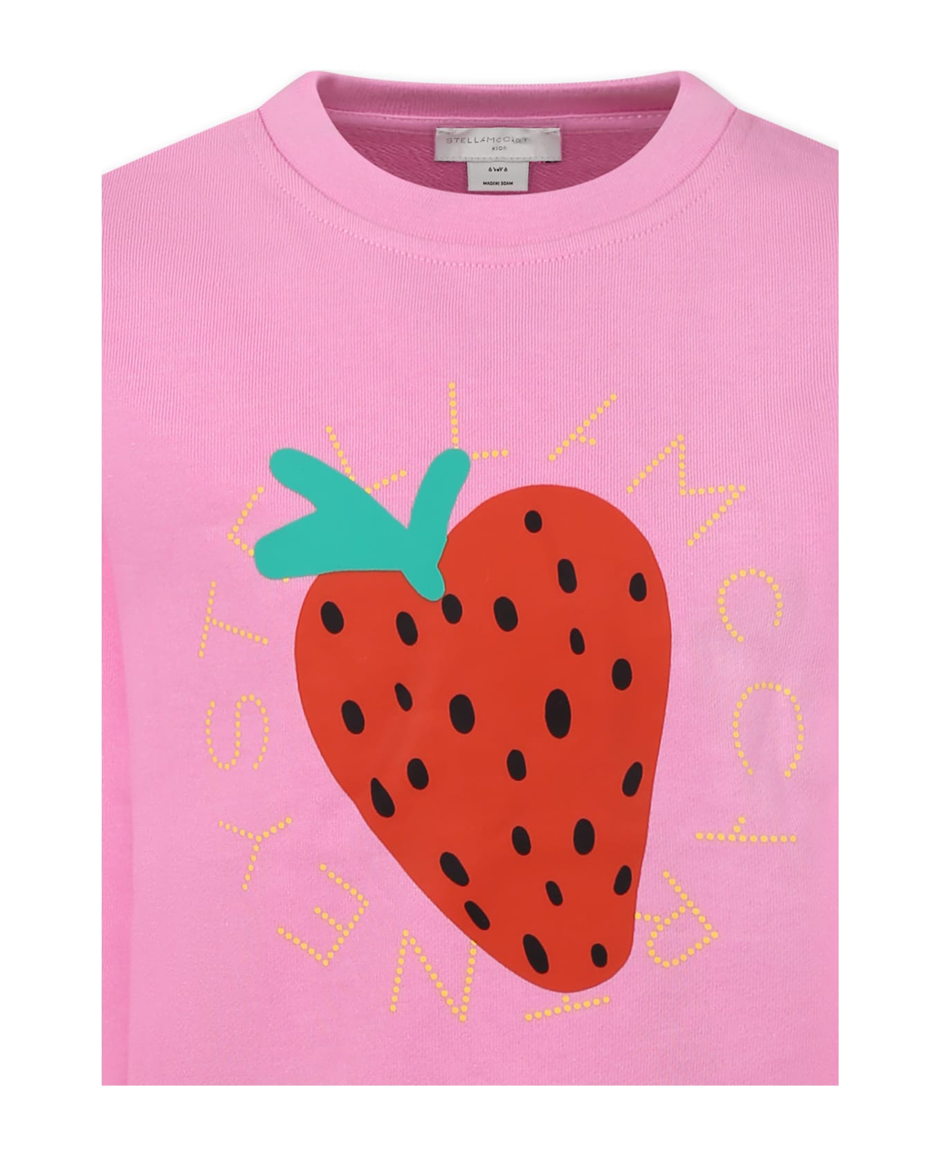 Stella McCartney Kids Pink Sweatshirt For Girl With Strawberry - Pink
