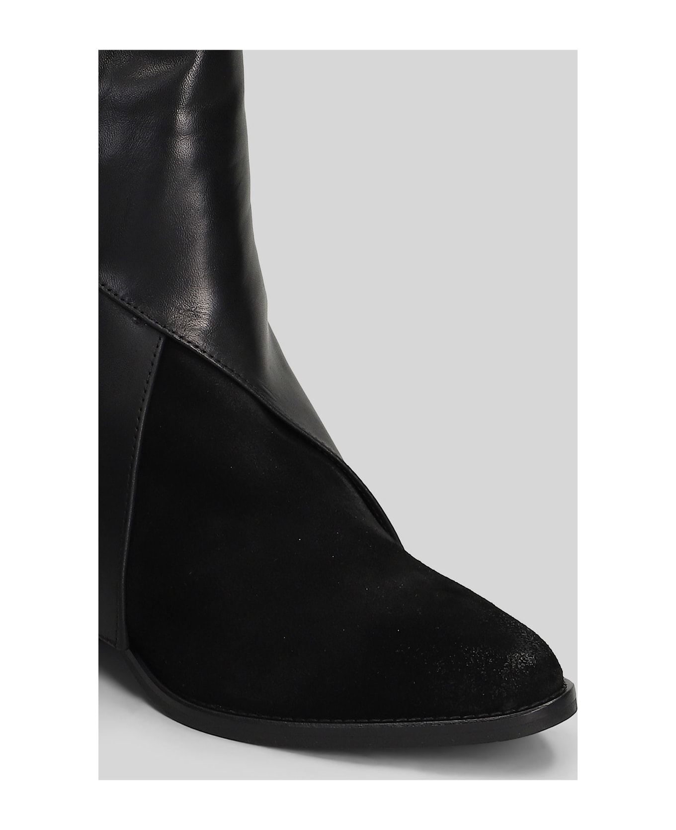 Julie Dee Texan Ankle Boots In Black Suede And Leather - black