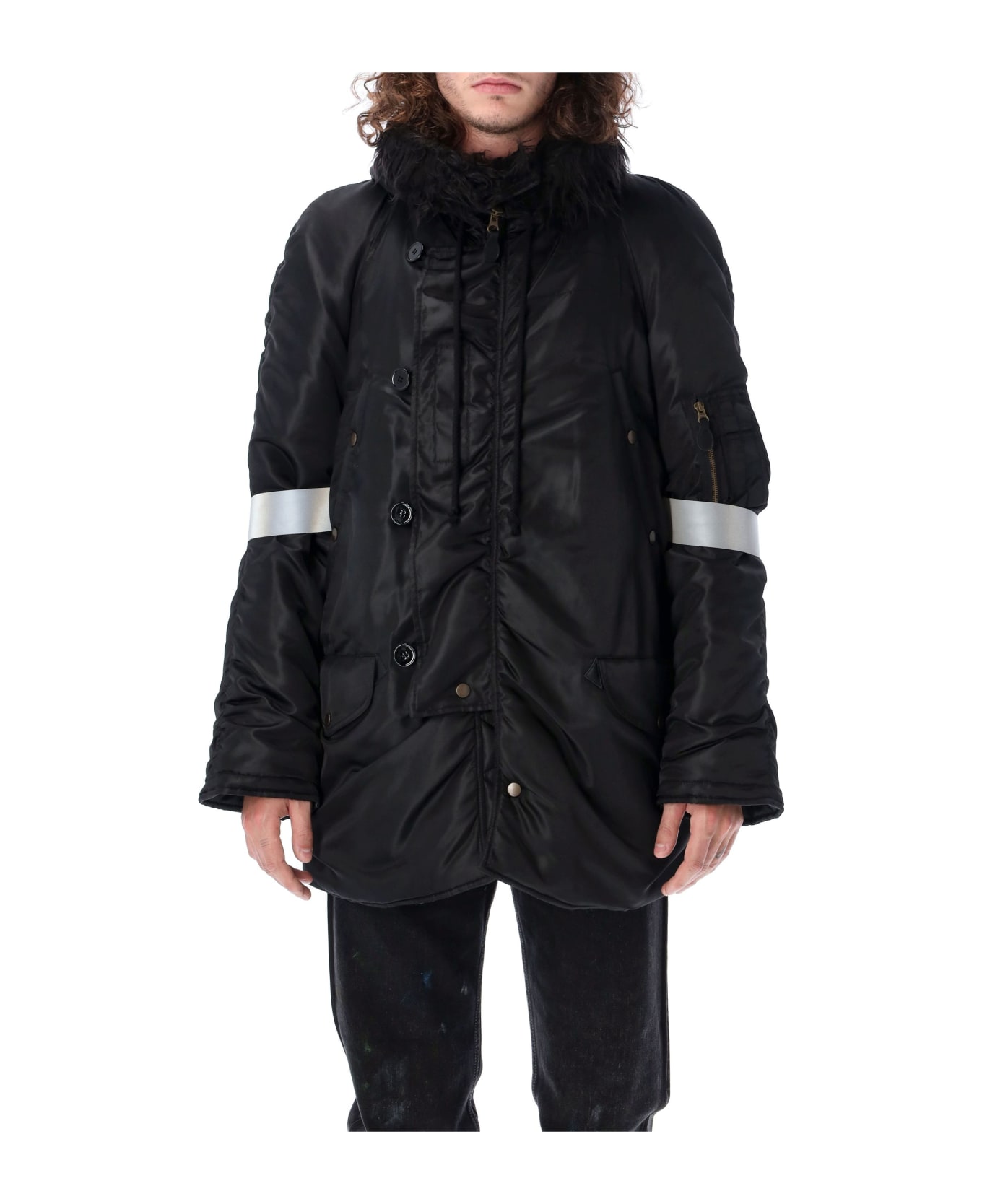 MM6 Maison Margiela Eco-fur Parka - BLACK