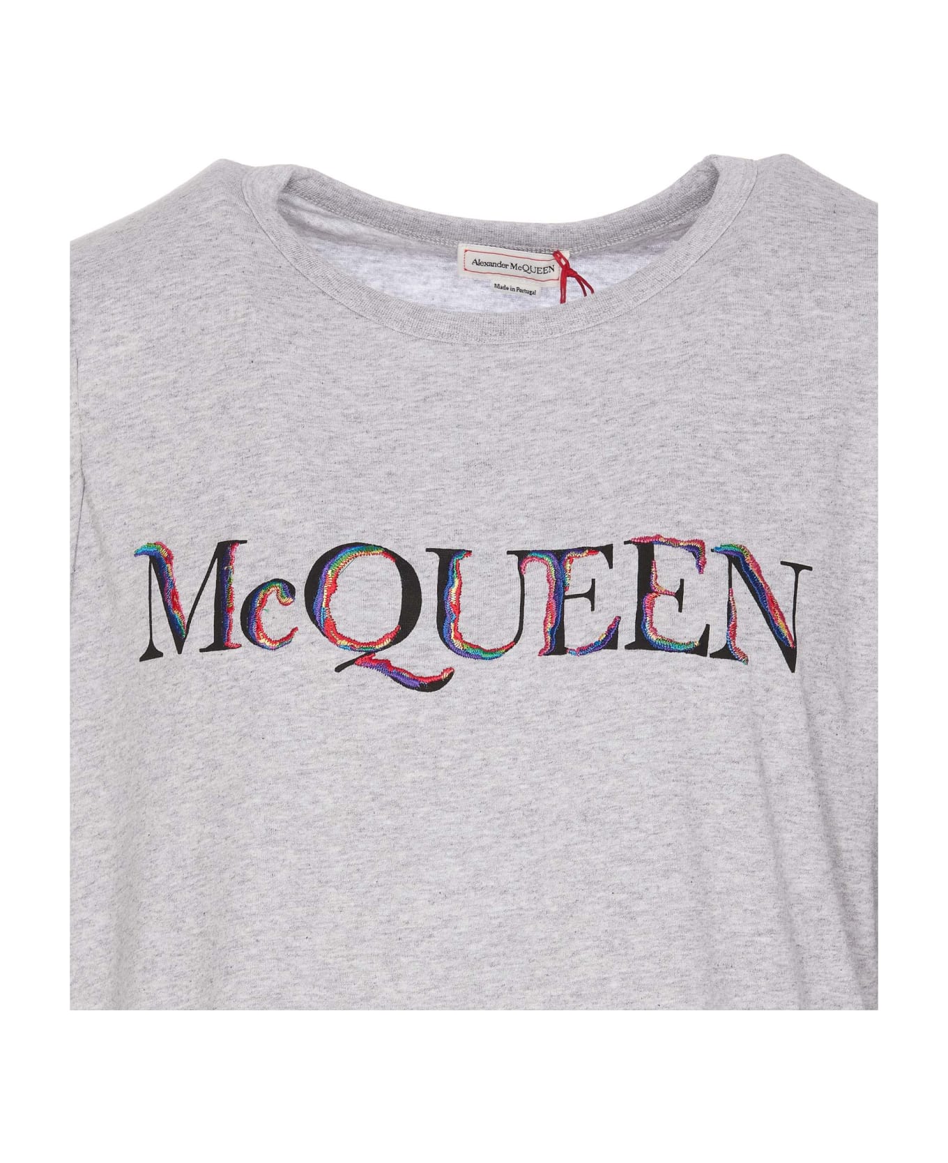 Alexander McQueen T-shirt With Logo - Light Pale Grey Mix