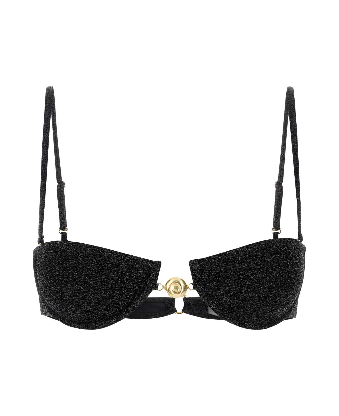 Reina Olga Black Stretch Nylon Hommond Bikini Top - BLACKLUREX