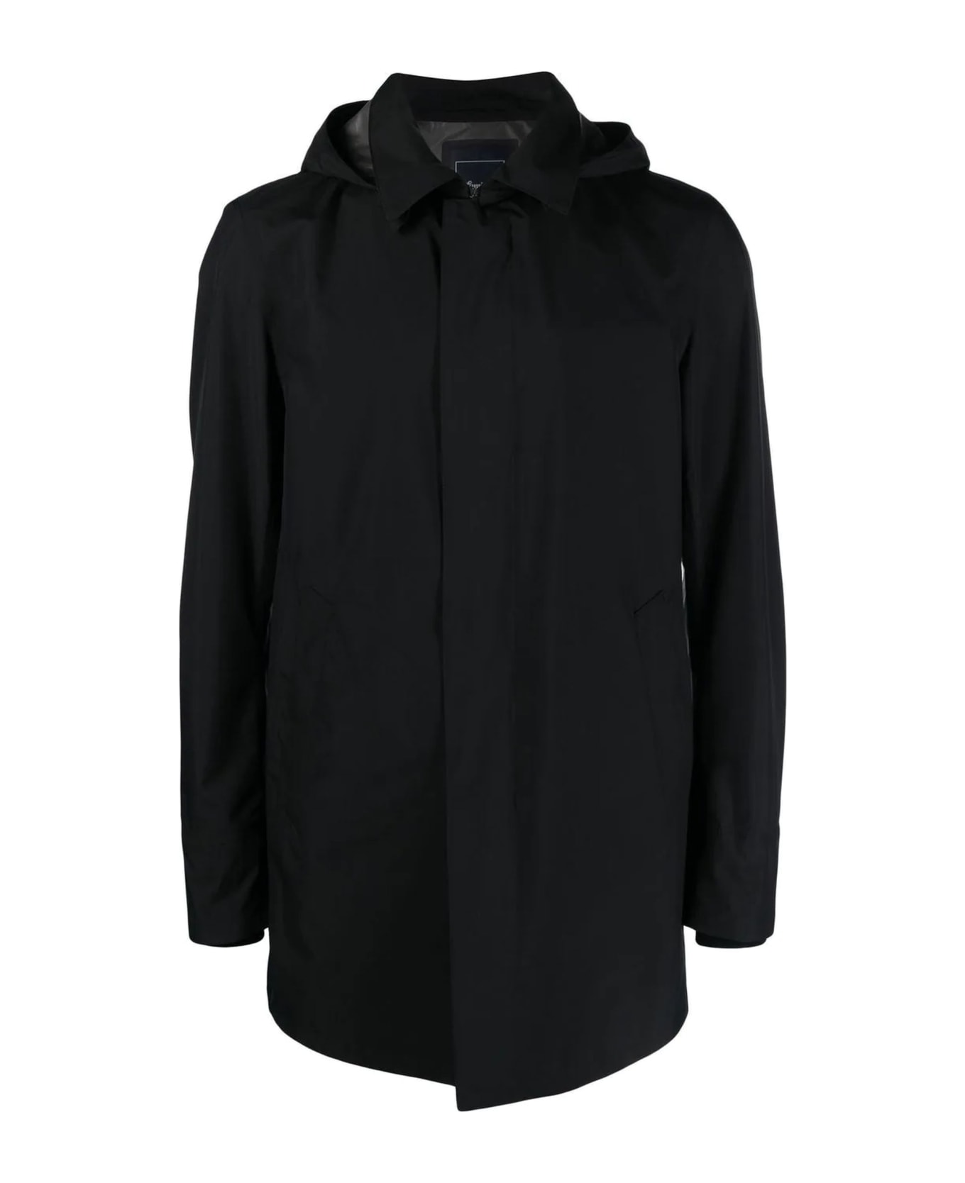 Herno Black Hooded Waterproof Raincoat - Black