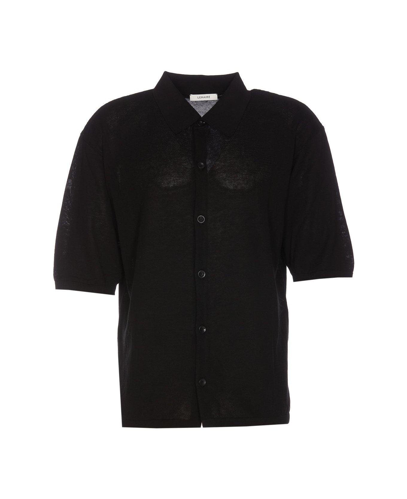 Lemaire Short-sleeved Knitted Shirt - BLACK