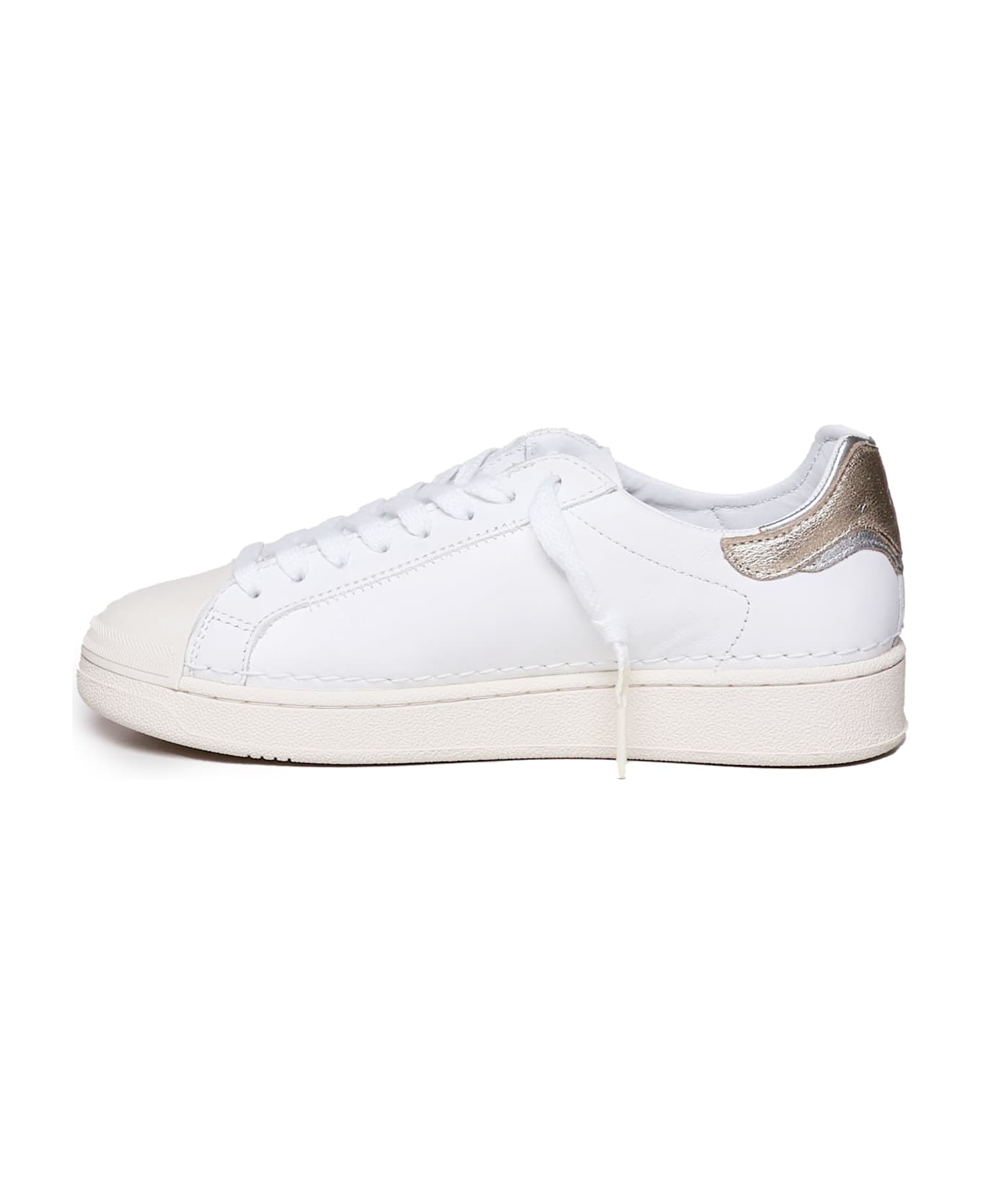 D.A.T.E. Base Sneakers In Calfskin - WHITE-PLATINUM