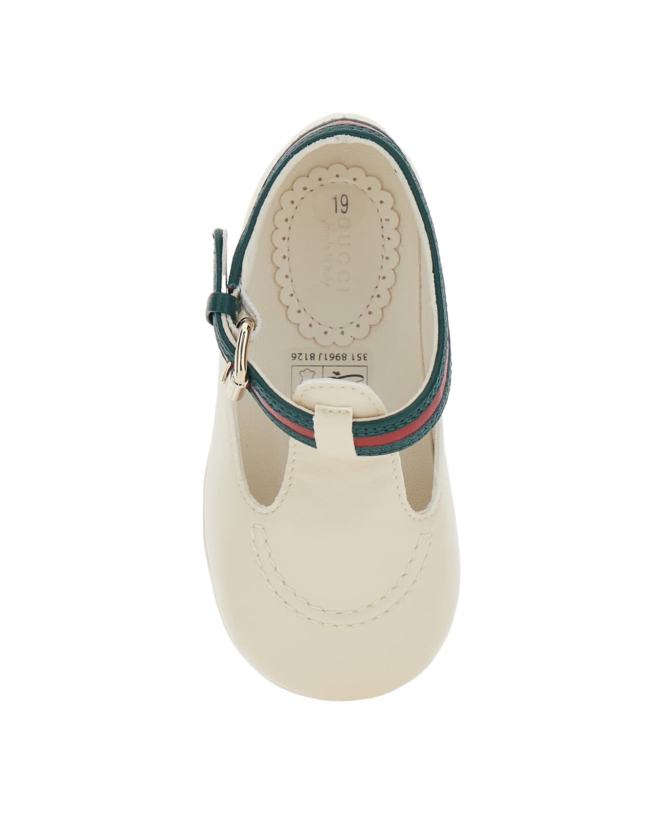 Gucci White Loafers With Web Detail In Leather Boy - White