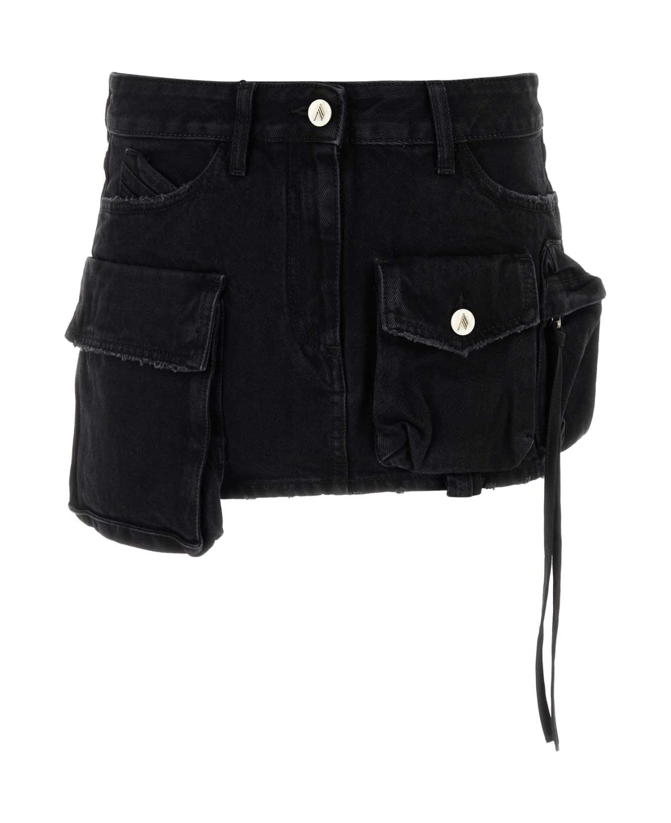 The Attico Black Denim Fay Mini Skirt - 100