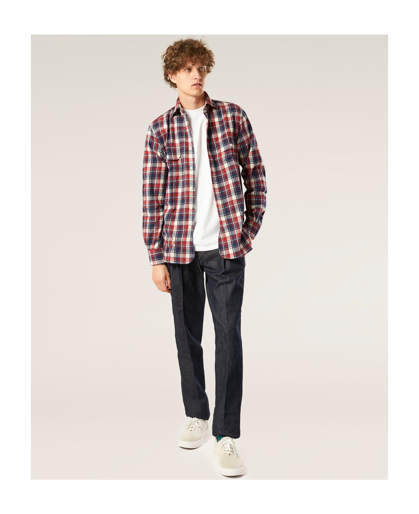 doppiaa Aantero Red Flannel Checked Shirt
