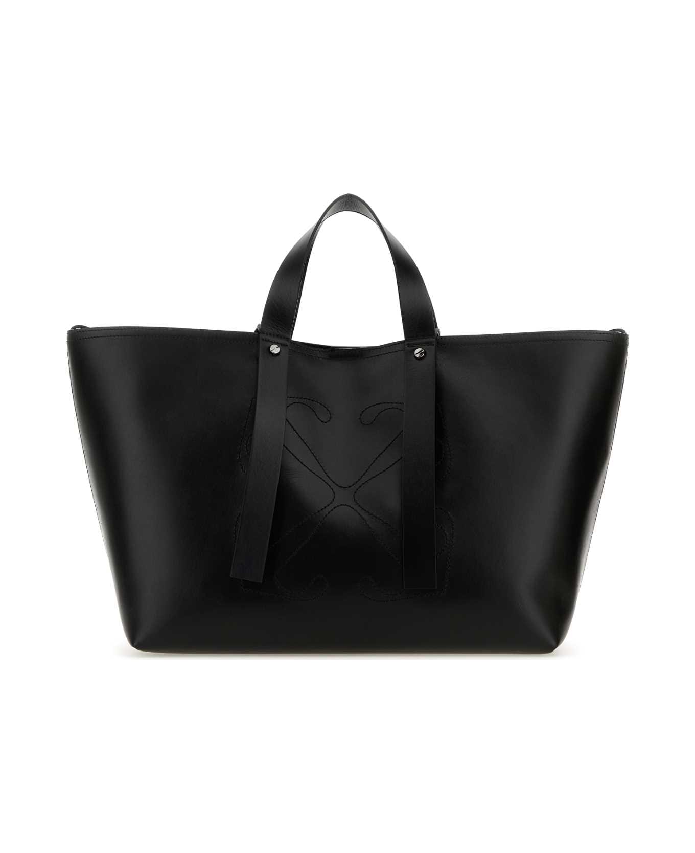 Off-White Black Leather Medium Day Off Shopping Bag - 1000
