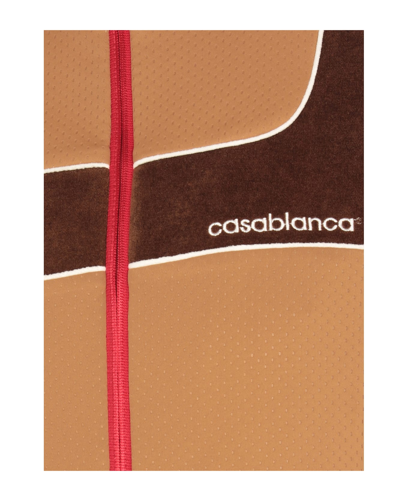 Casablanca Chenille Panelled Track Sweatshirt - Brown
