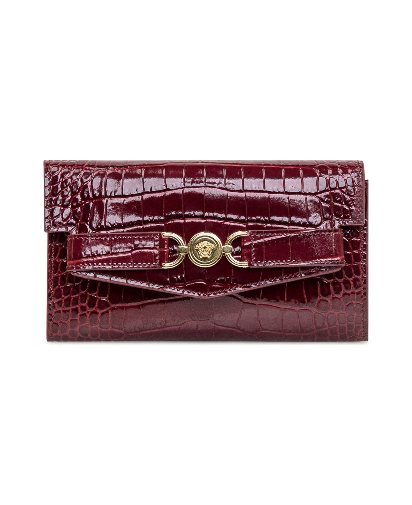 Versace Wallet On Chain - BURGUNDY-VERSACE GOLD