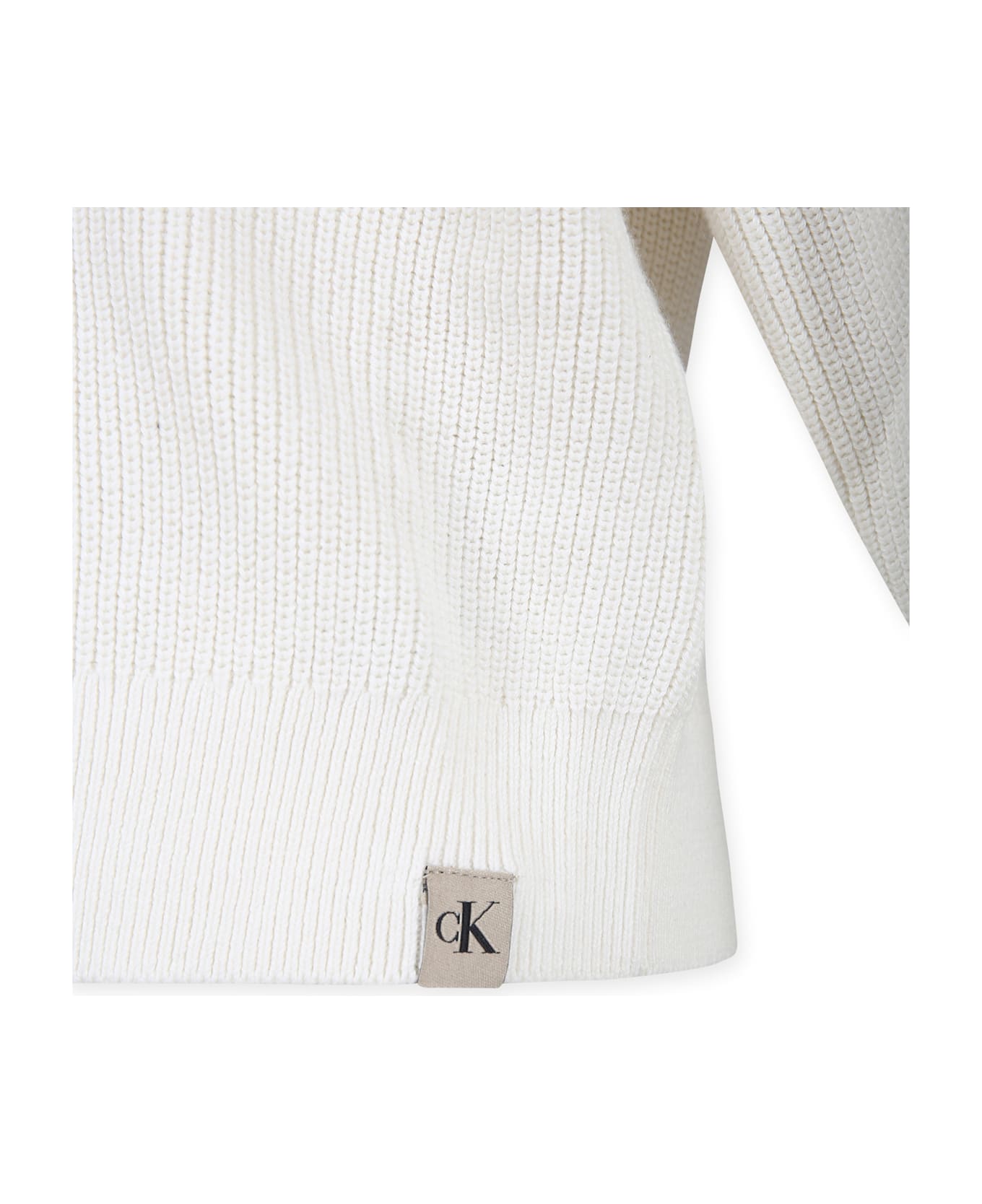 Calvin Klein Ivory Sweater For Boy With Logo - Ivory