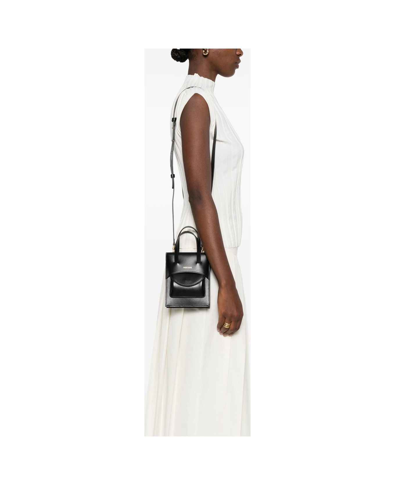 Hidesins Flap Leather Mini Bag - Black