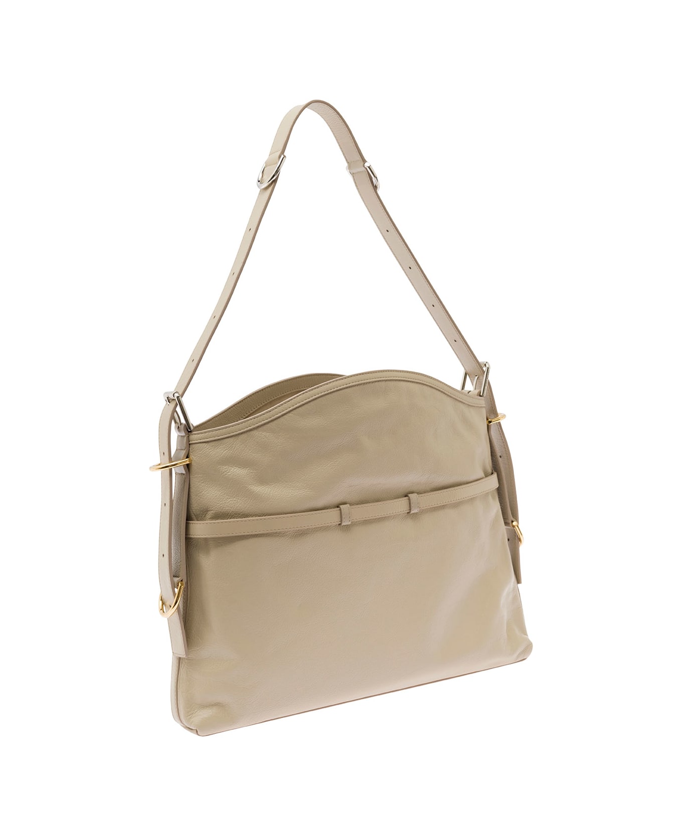 Givenchy 
voyou
 Beige Shoulder Bag With Embossed Logo In Smooth Leather Woman - Beige
