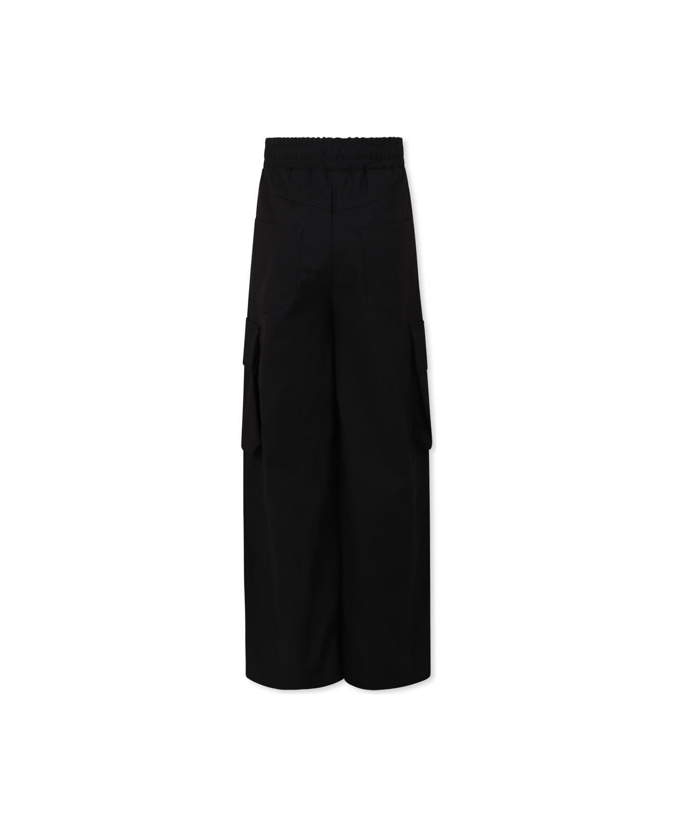 Pinko Black Trousers For Girl With Logo - Black