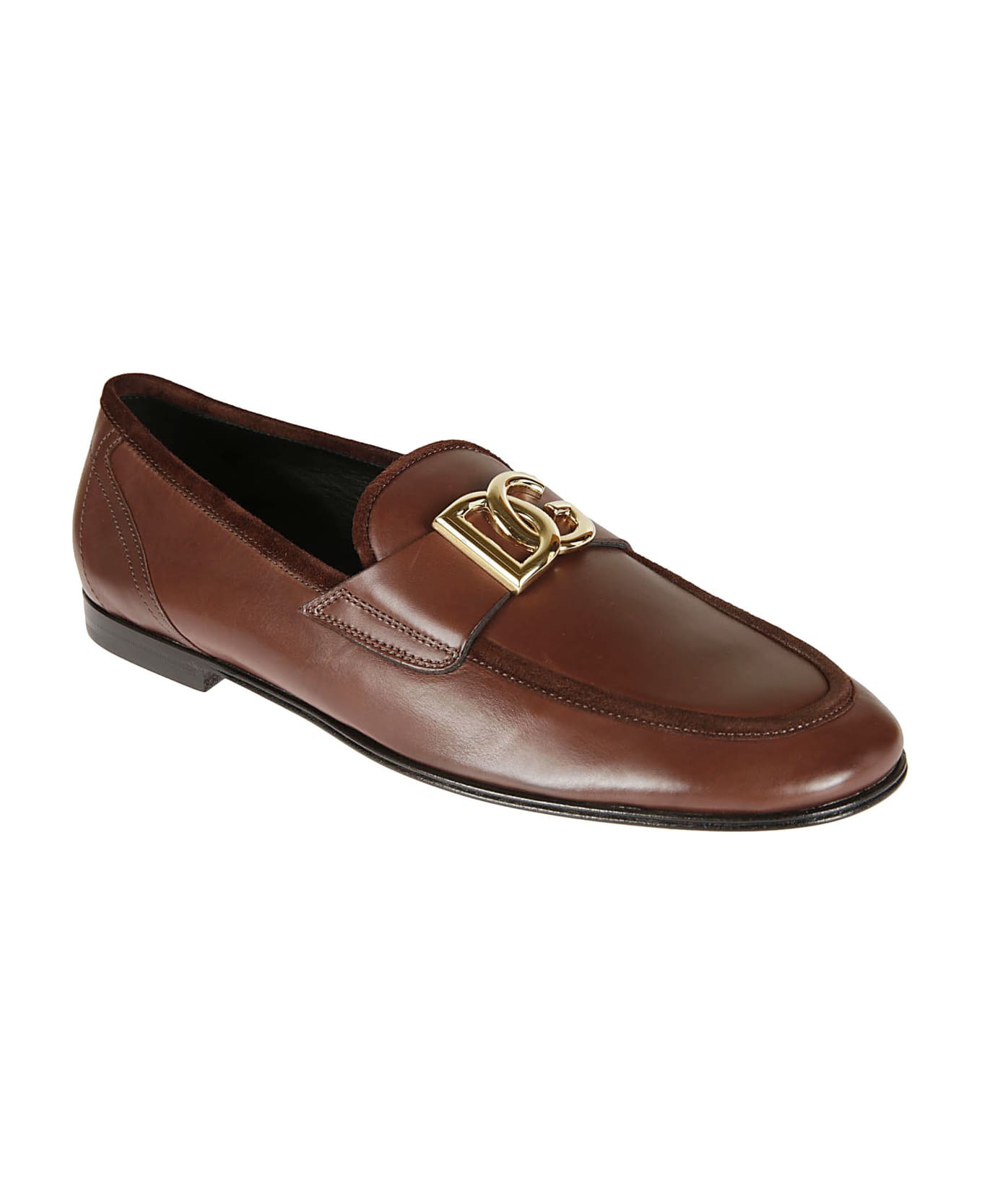 Dolce & Gabbana Logo Plaque Loafers - Brown