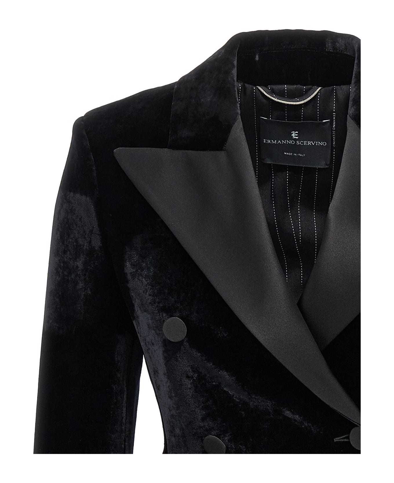 Ermanno Scervino Velvet Double-breasted Blazer - Black   コート