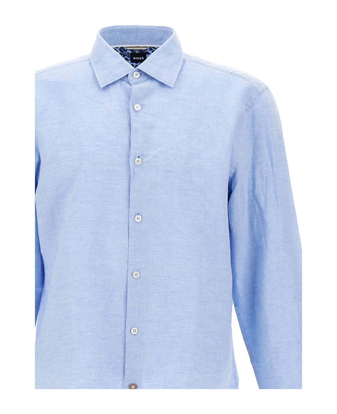 Hugo Boss "c-hal-kent" Cotton And Linen Shirt - BLUE