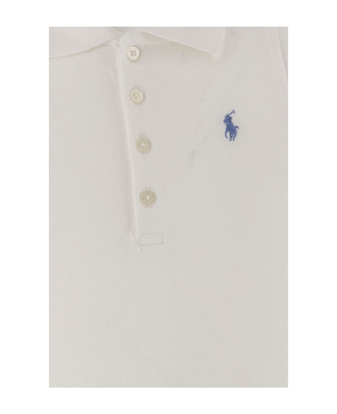 Polo Ralph Lauren Stretch Cotton Dress With Logo - White