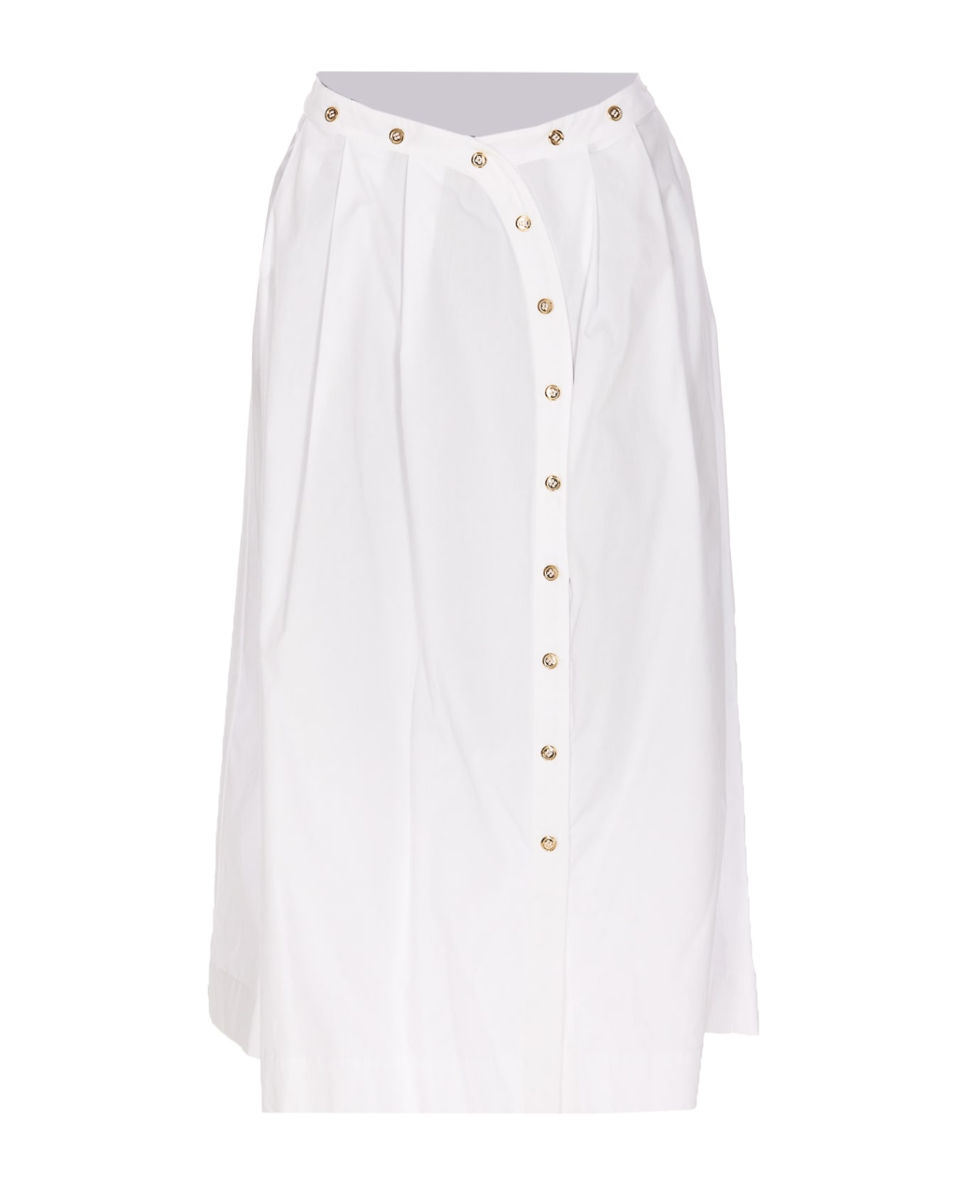 Pinko Popeline Skirt With Metallic Buttons - White スカート