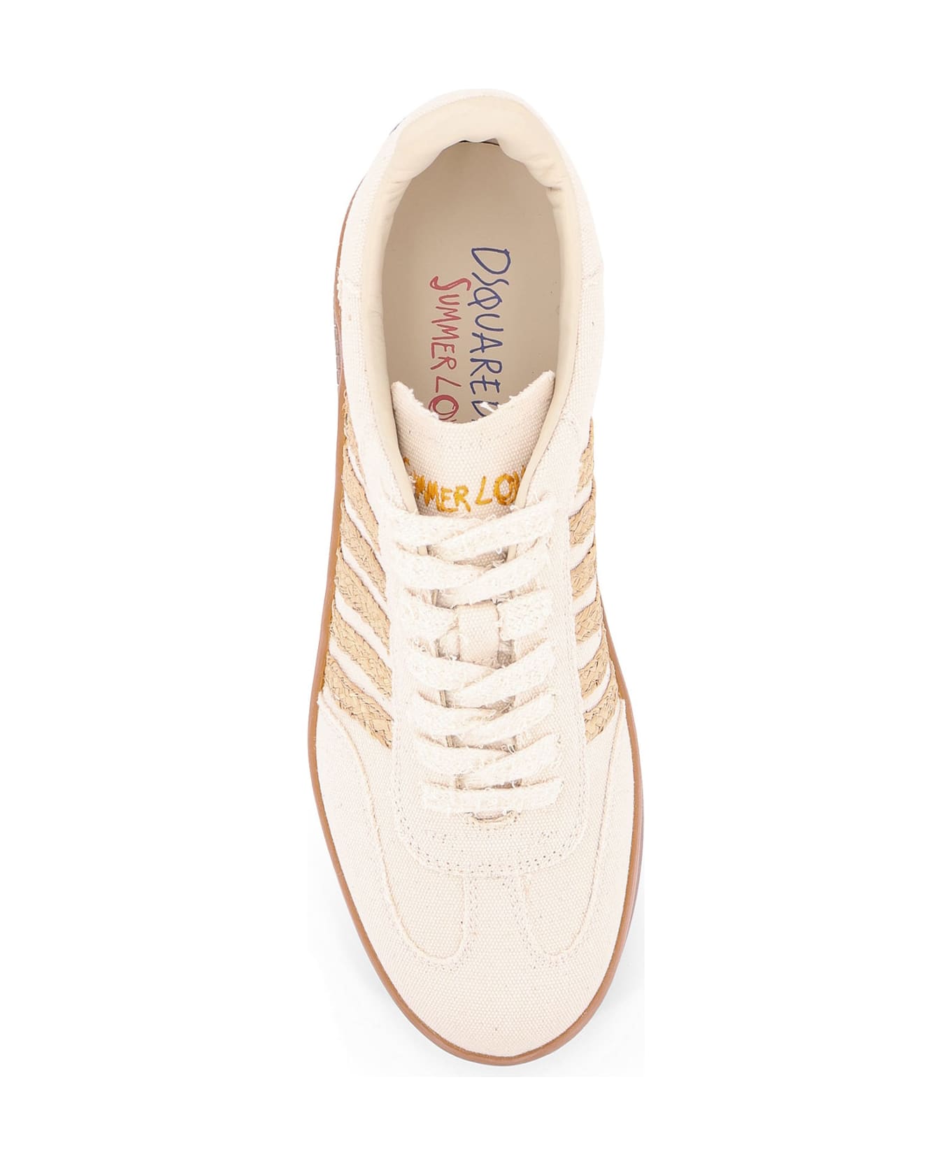Dsquared2 Boxer Dsquared2 Summer Lovers Canvas And Natural Rafia Sneakers - White