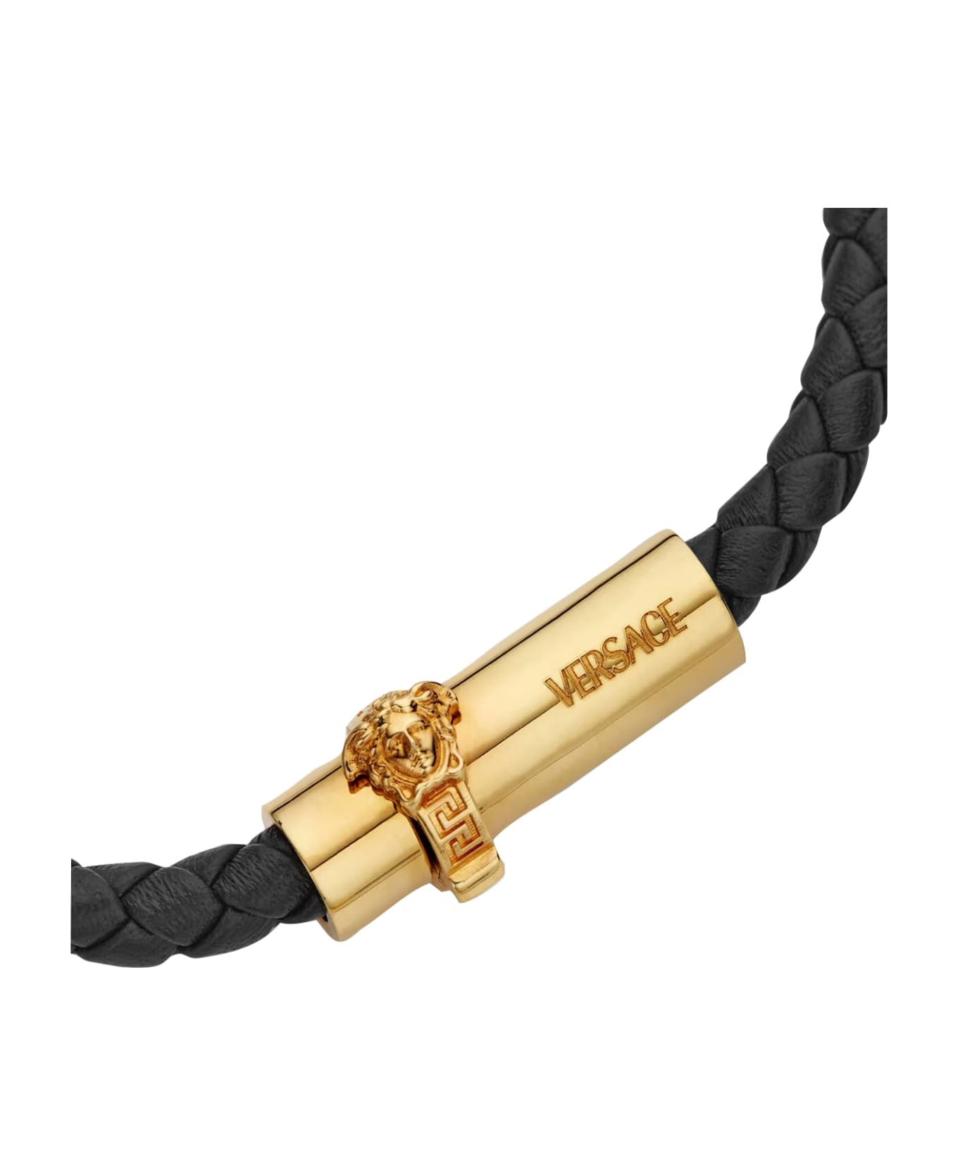 Versace Medusa Braided Leather Bracelet - Black ブレスレット