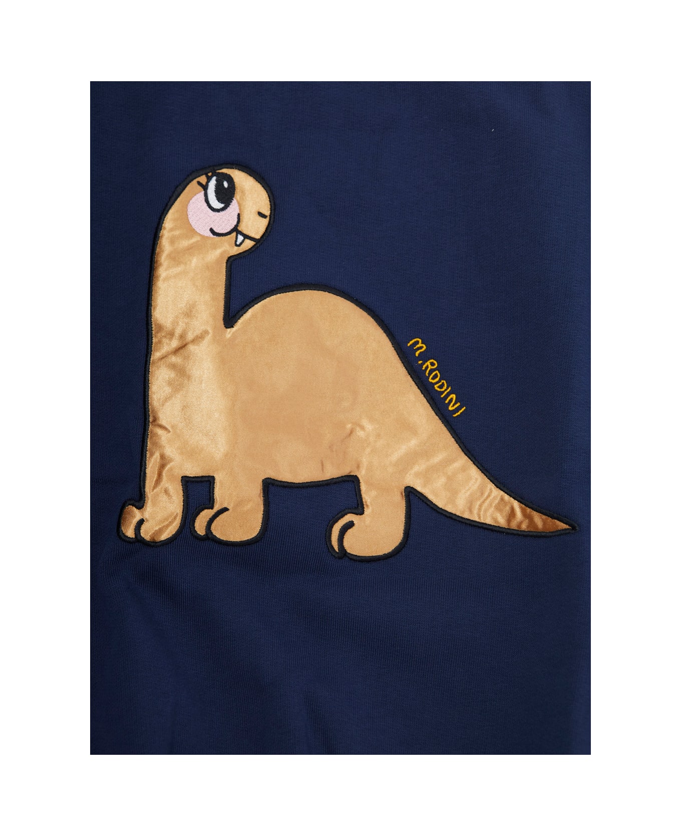 Mini Rodini Blue Sweatshirt With Dino Patch On The Front In Cotton Baby - Blu