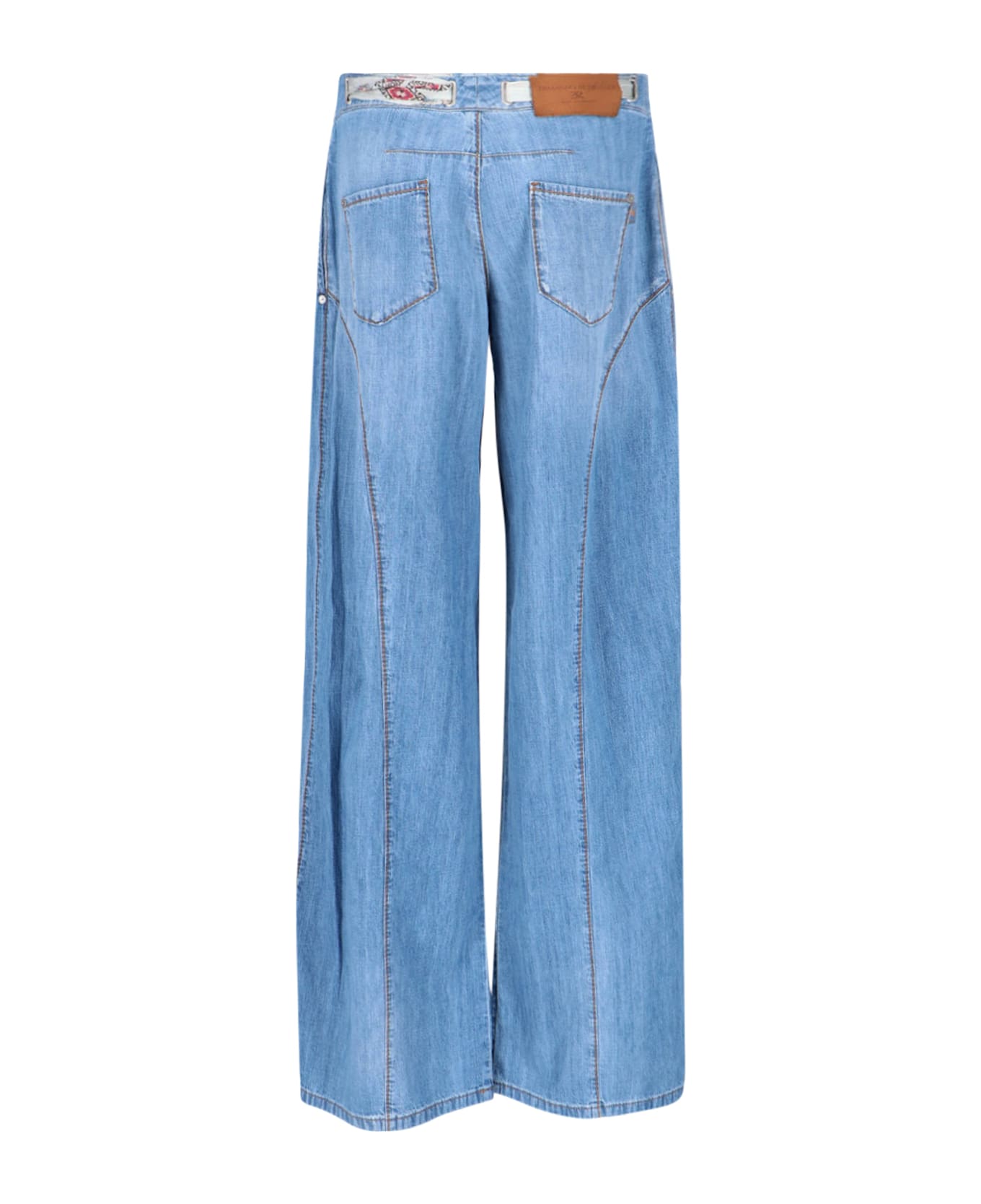 Ermanno Scervino Palazzo Jeans With Stones And Belt - Light Blue