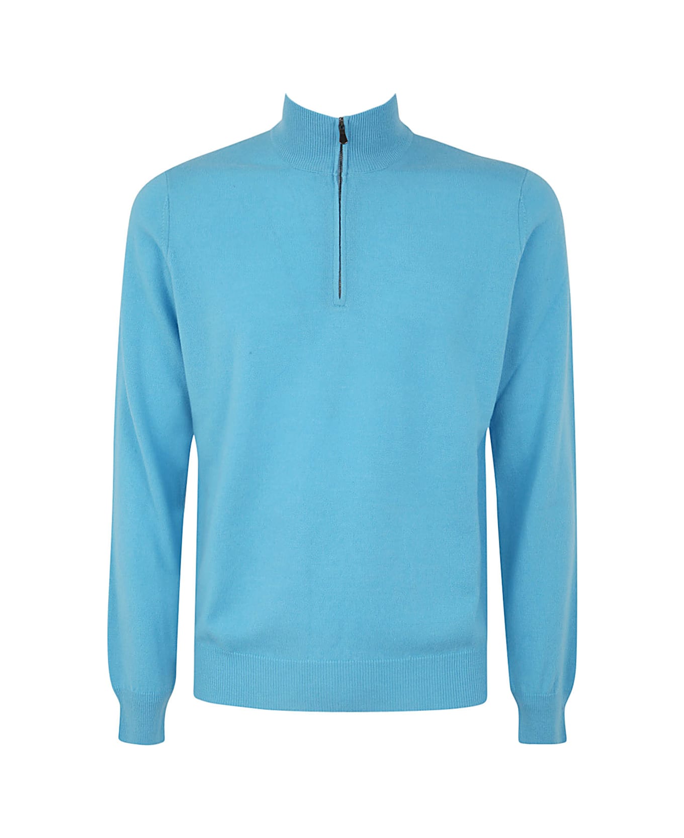 Filippo De Laurentiis Wool Cashmere Long Sleeves Half Zipped Sweater - Light Blue