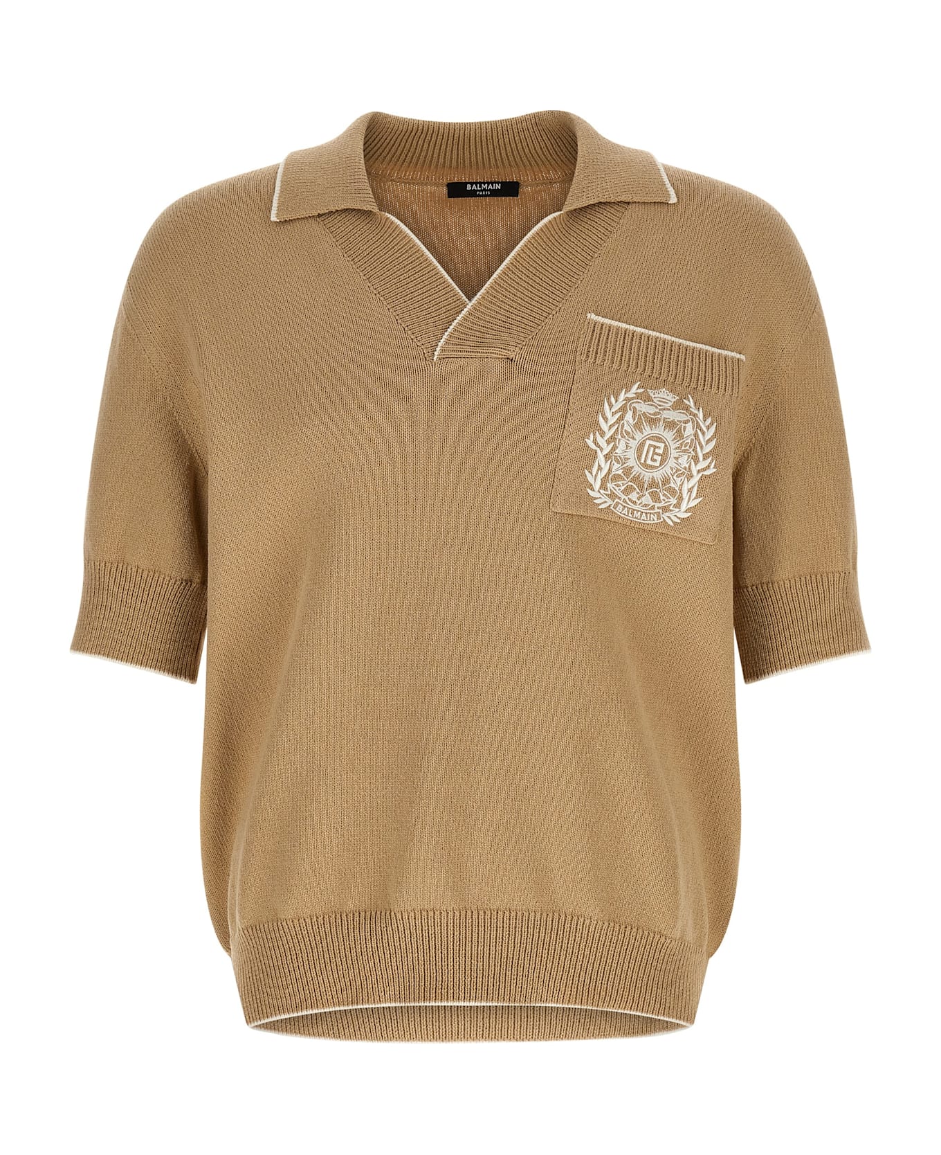 Balmain 
balmain Stemma
 Embroidery Polo Shirt - Beige