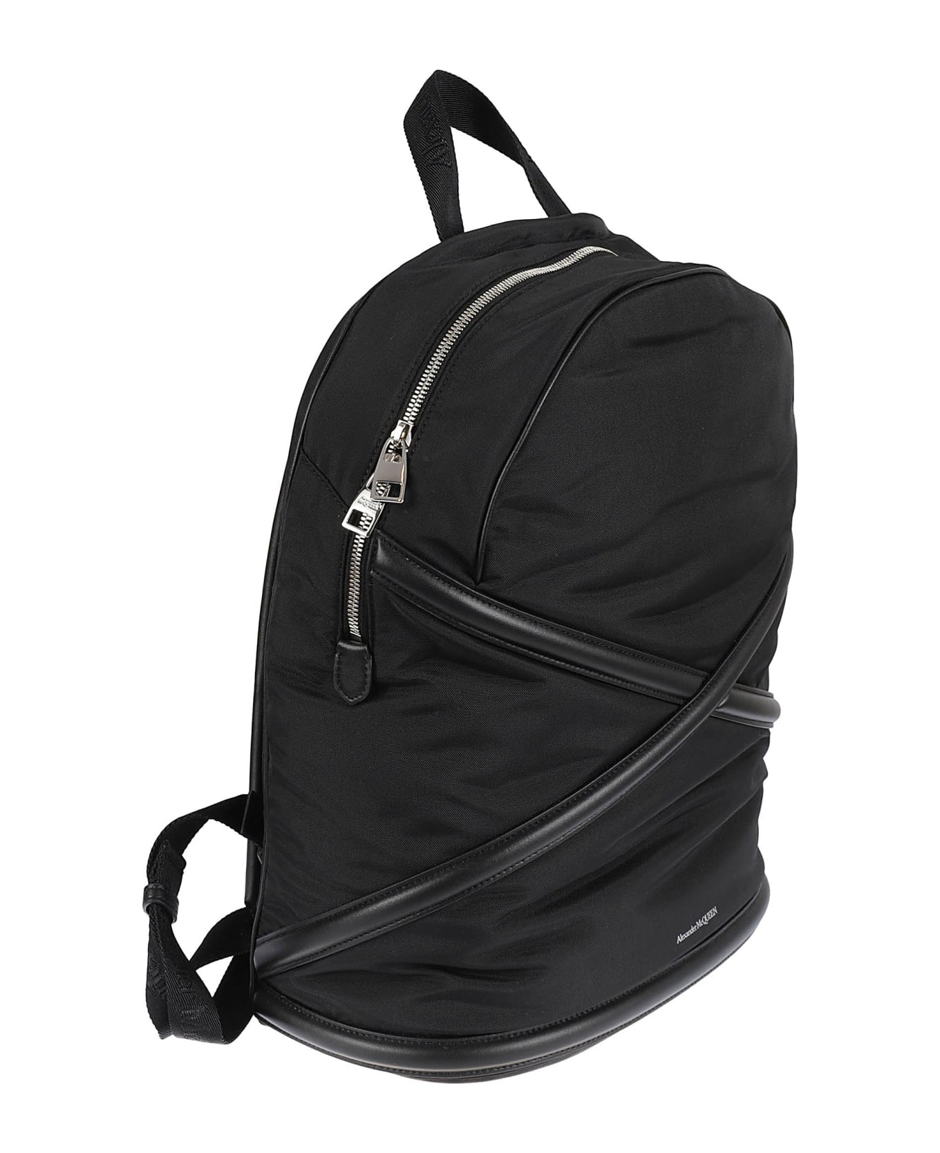 Alexander McQueen Logo Strap Top Zip Backpack - Black