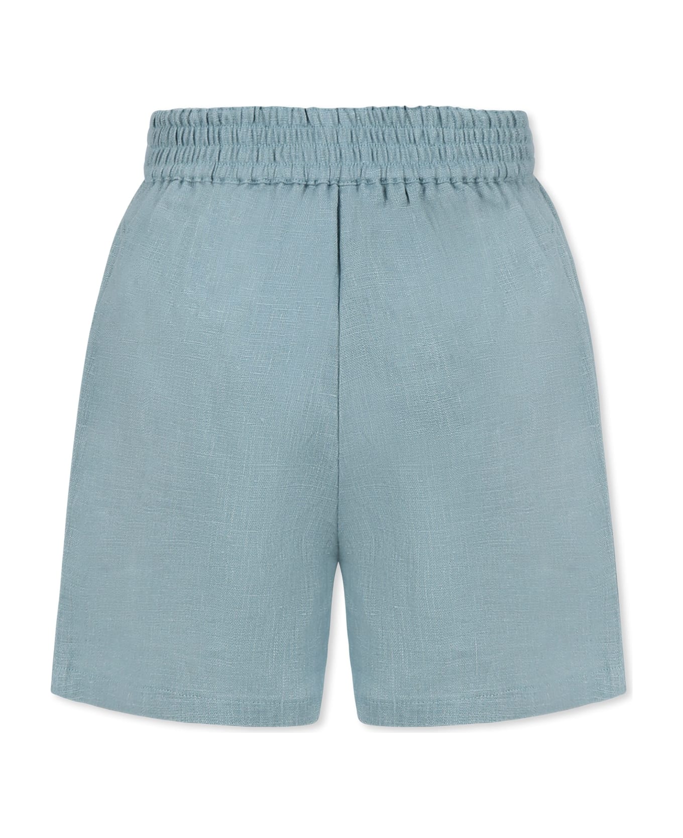 Chloé Light Blue Shorts For Girl With Logo - Light Blue