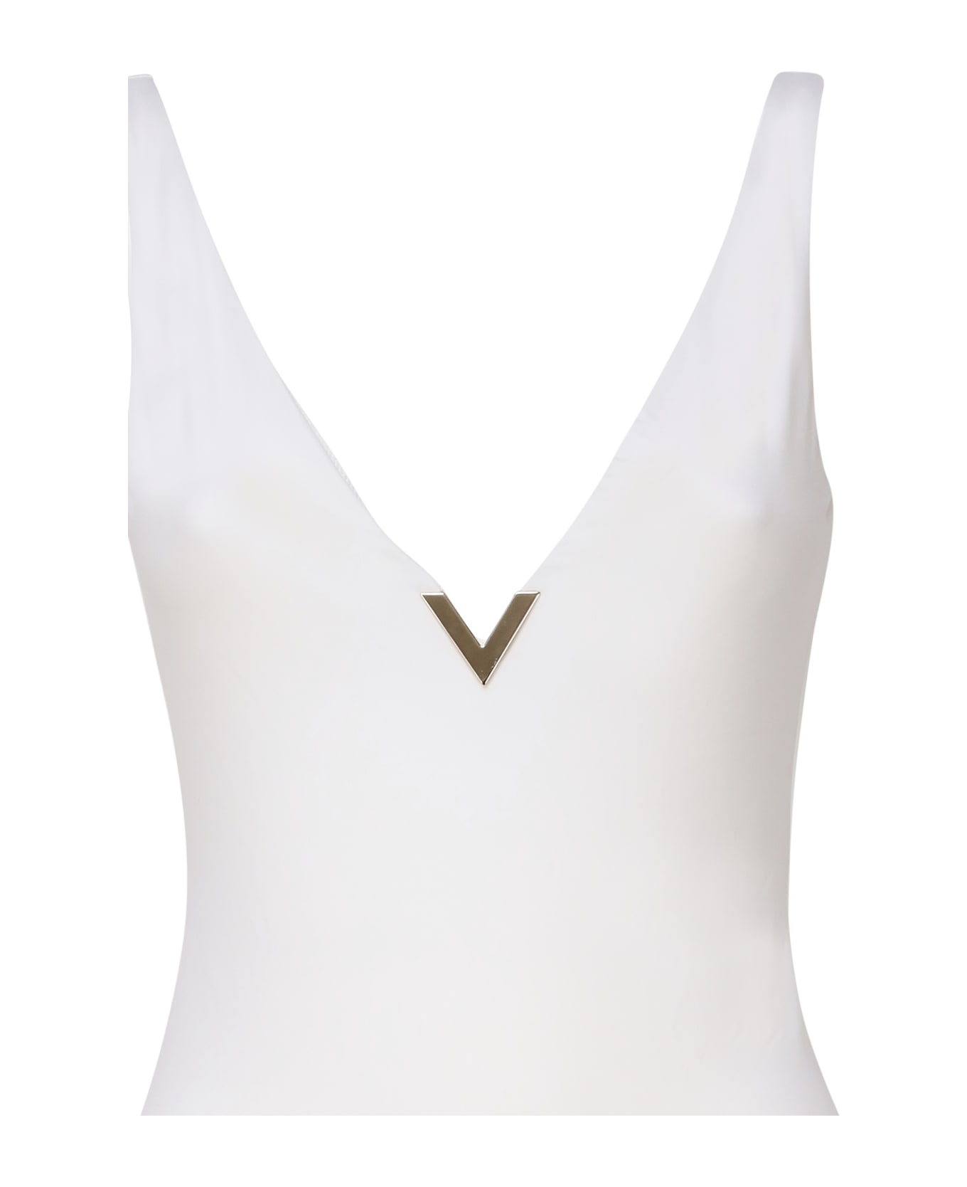 Valentino Garavani Vlogo One-piece Swimsuit In Lycra - White